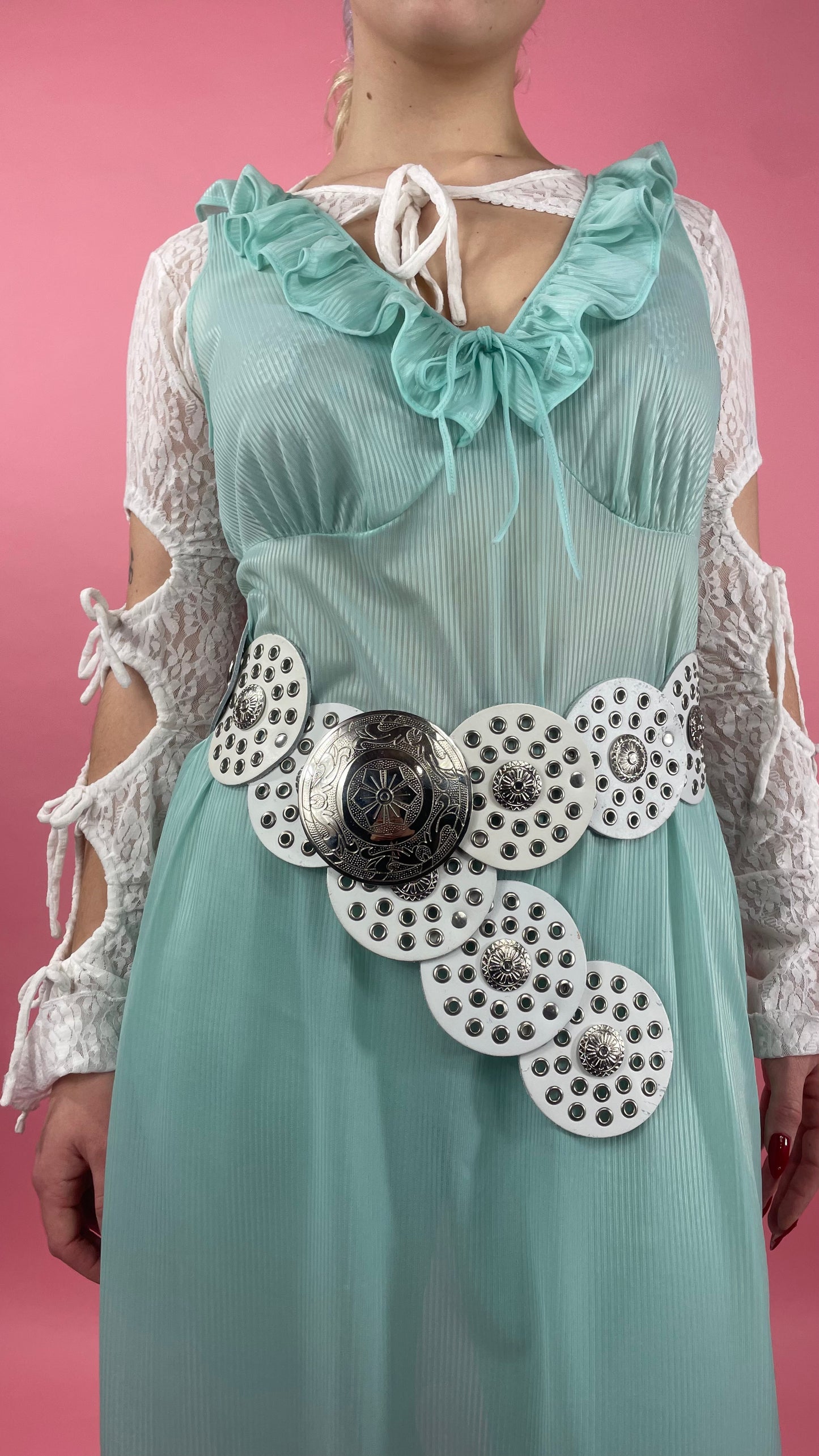 Ceinture à disques vintage blanche