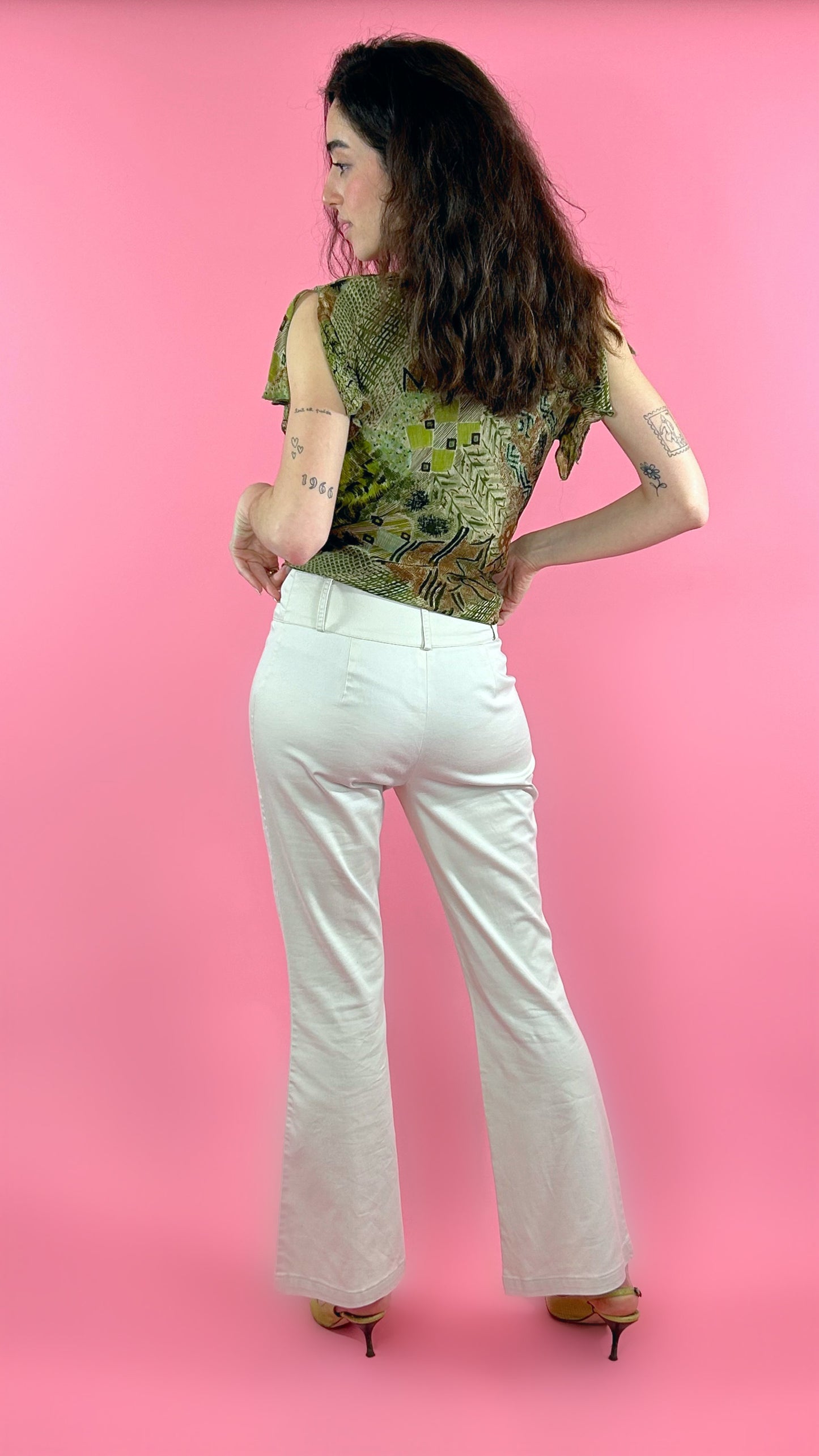Pantalon crème évasé y2k