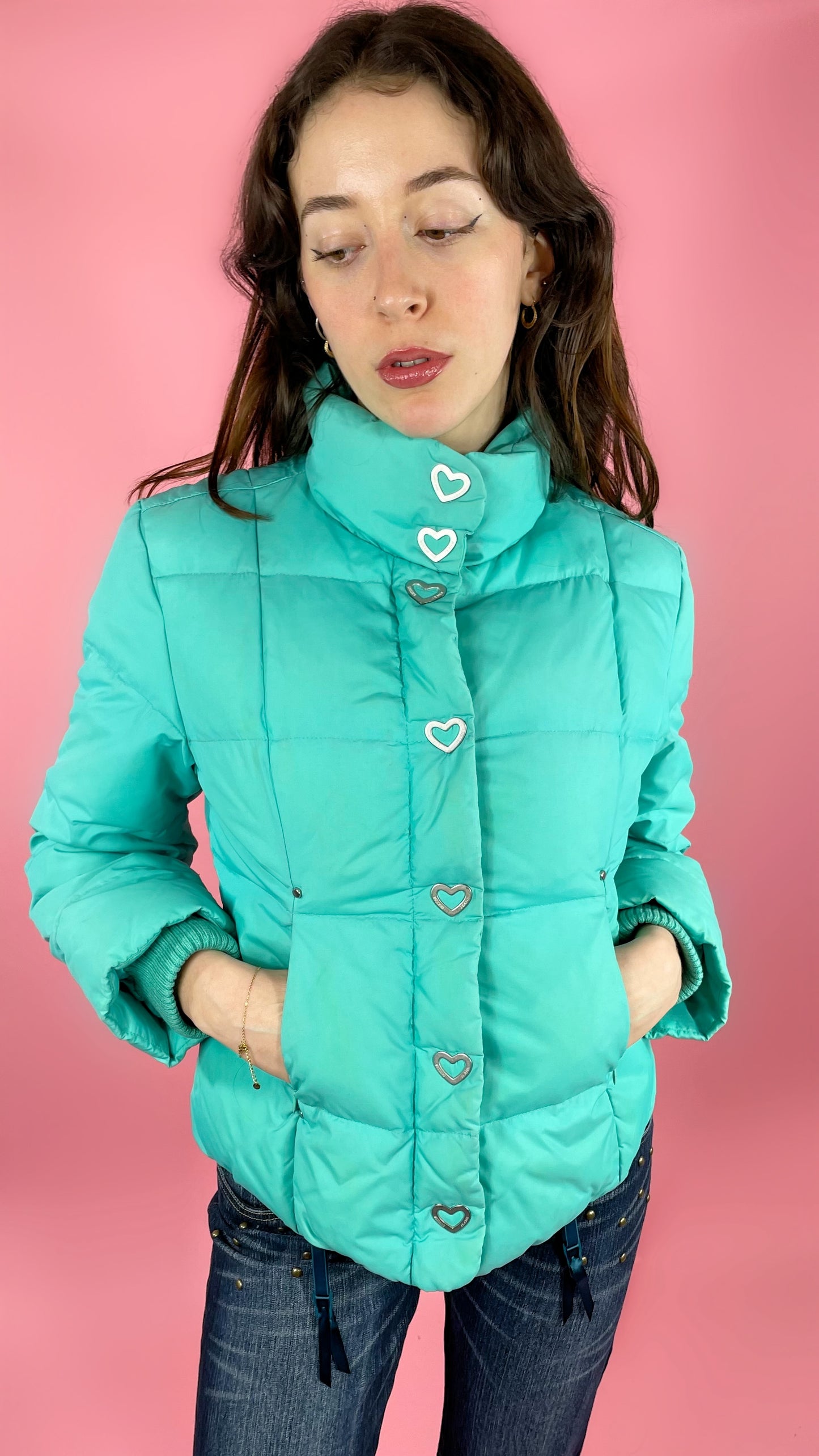 Veste Moschino détail bouton coeur