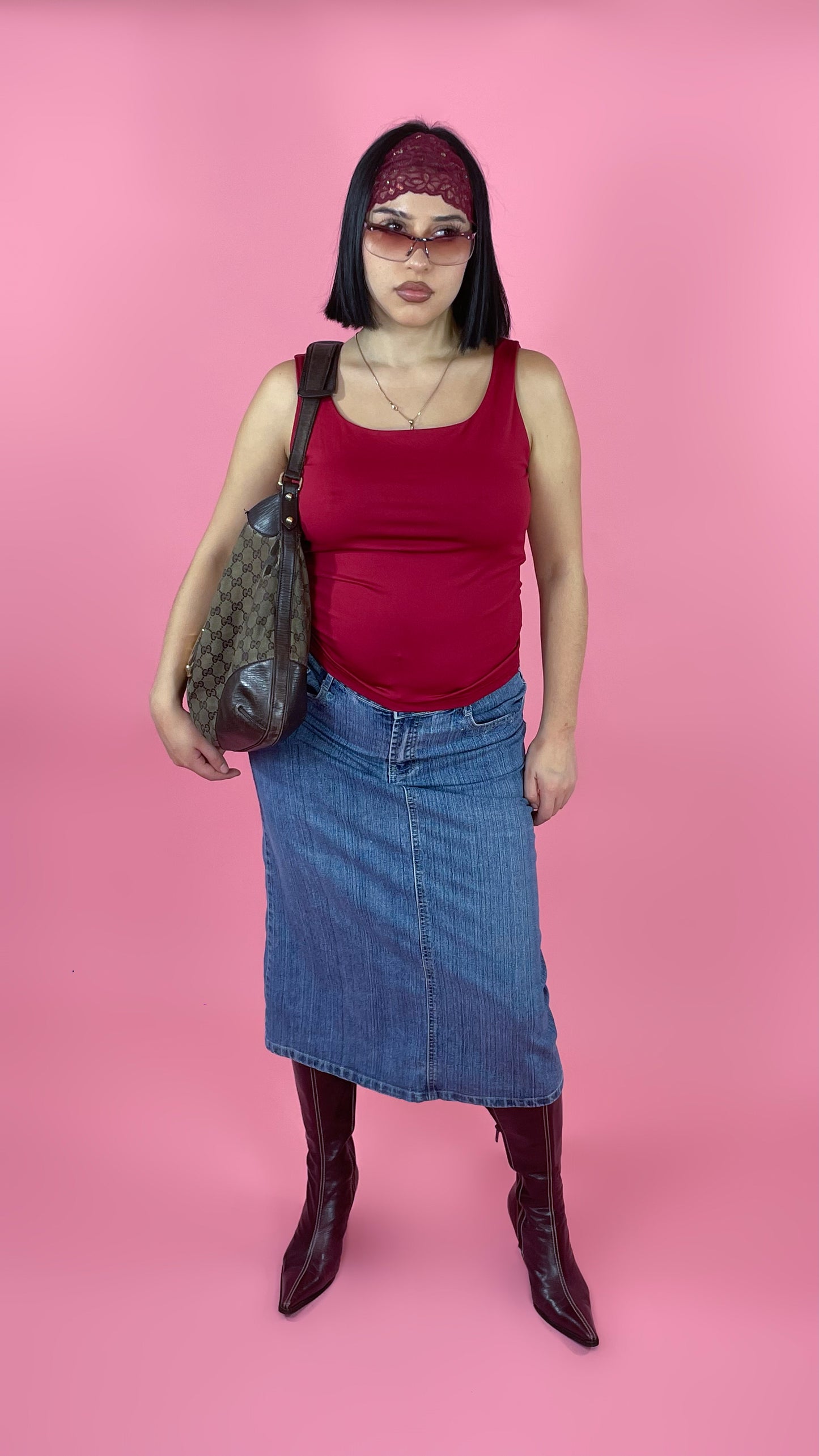 Jupe mi-longue jean