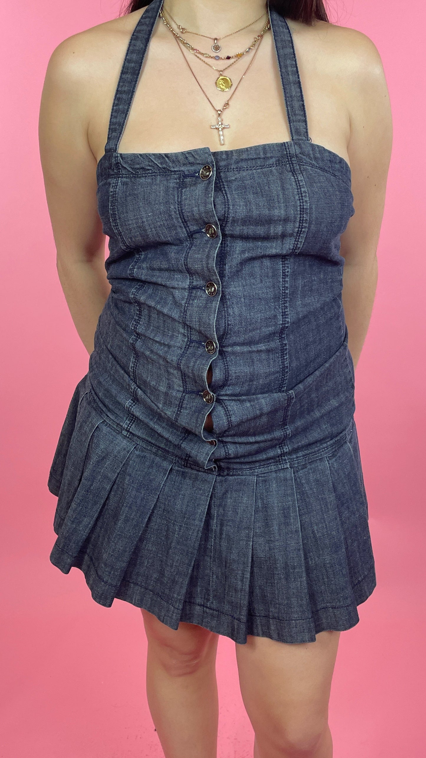 Robe effet jean avec volants