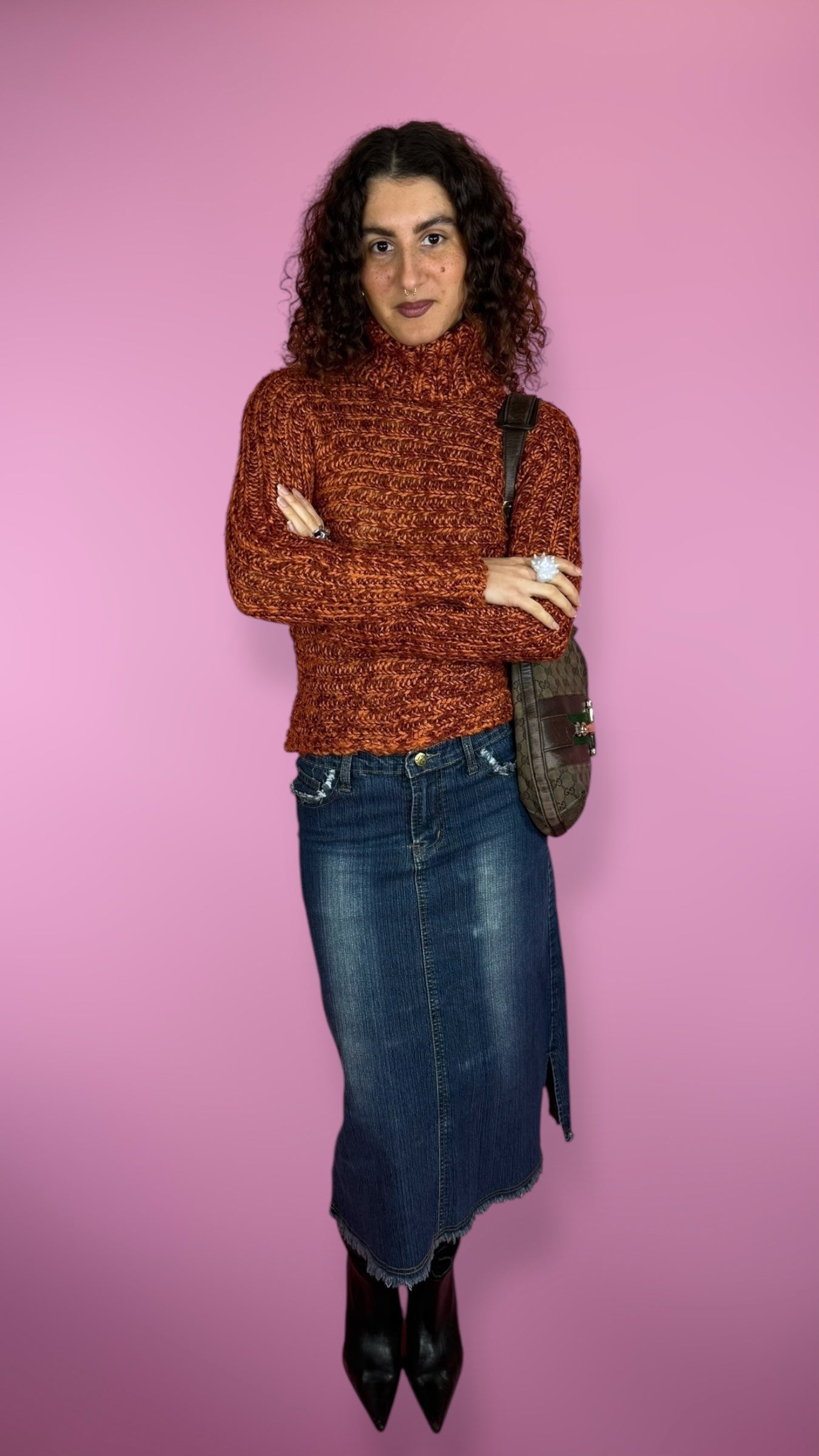 Pull tricoté orange