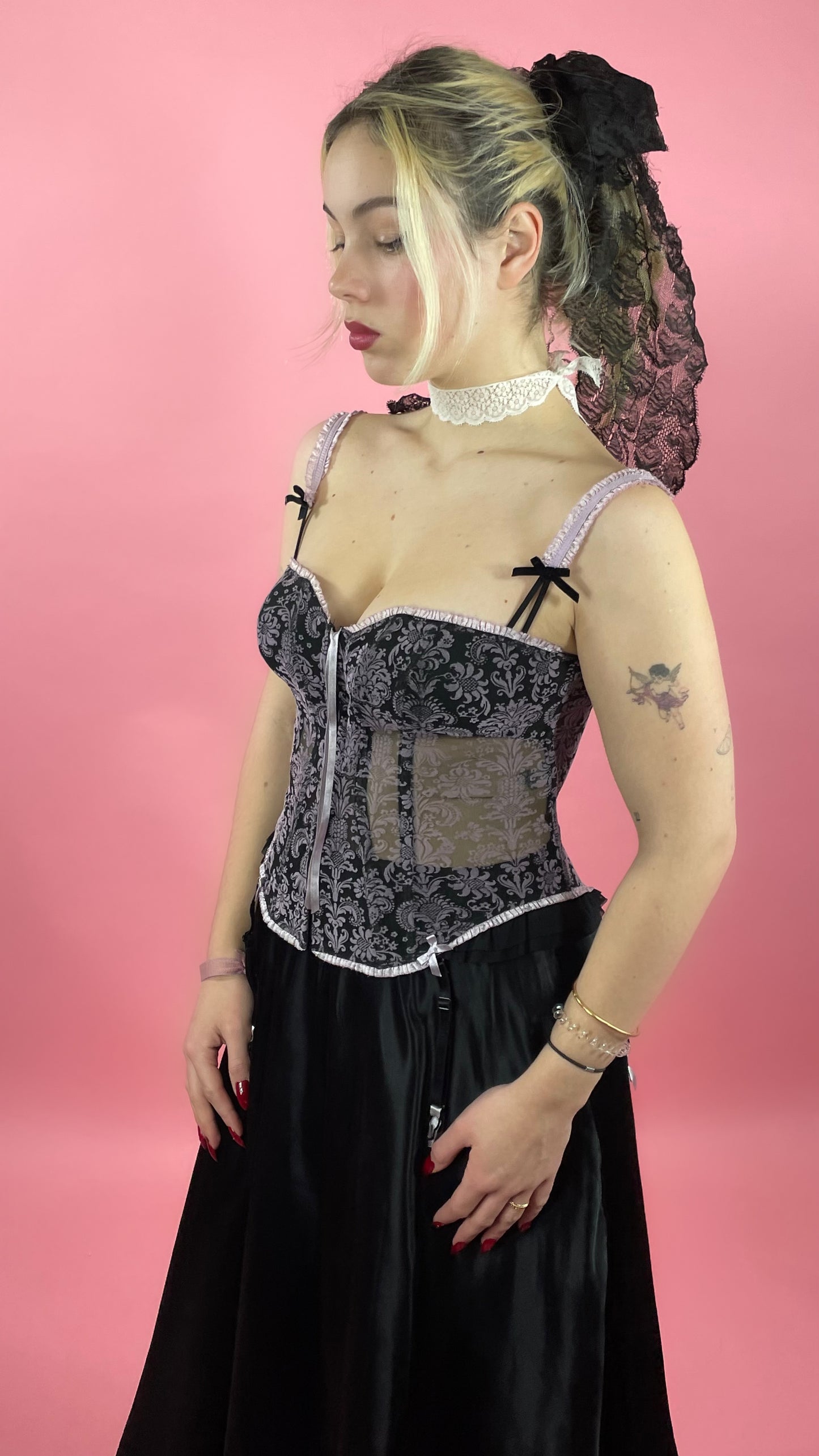 Corset rose et noir