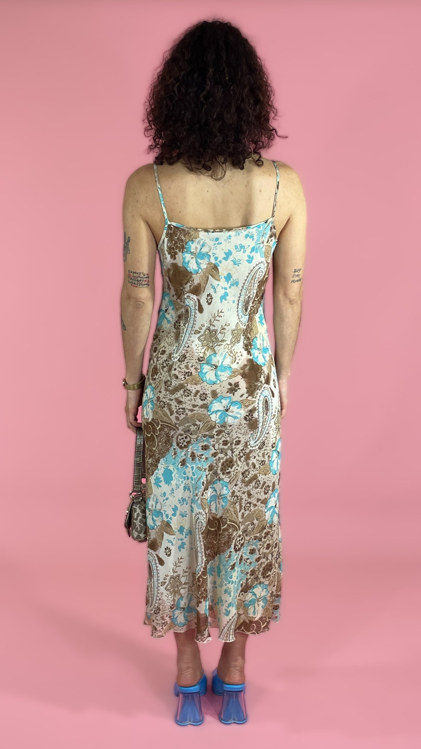 Robe longue d’été bleu marron