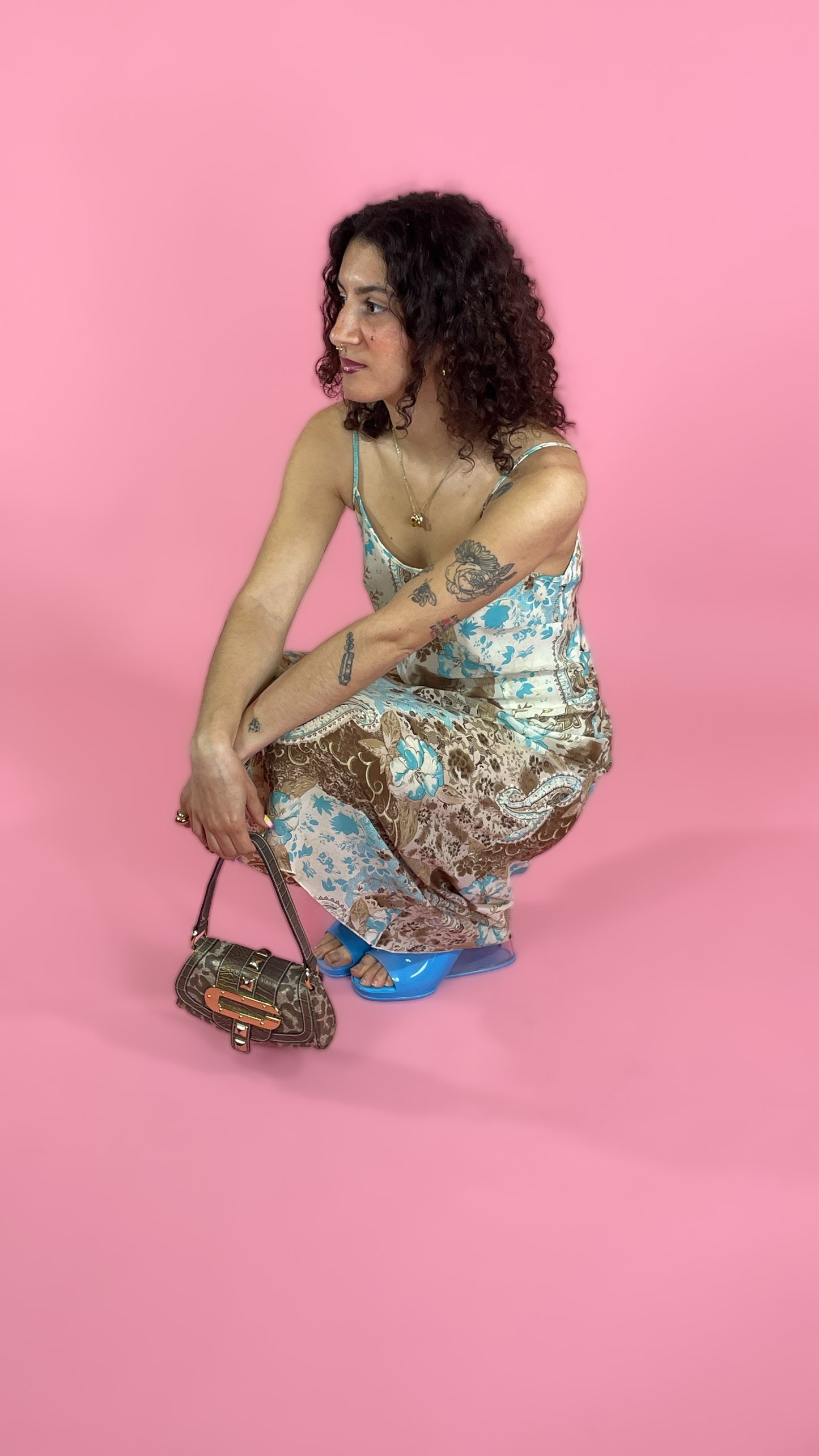 Robe longue d’été bleu marron