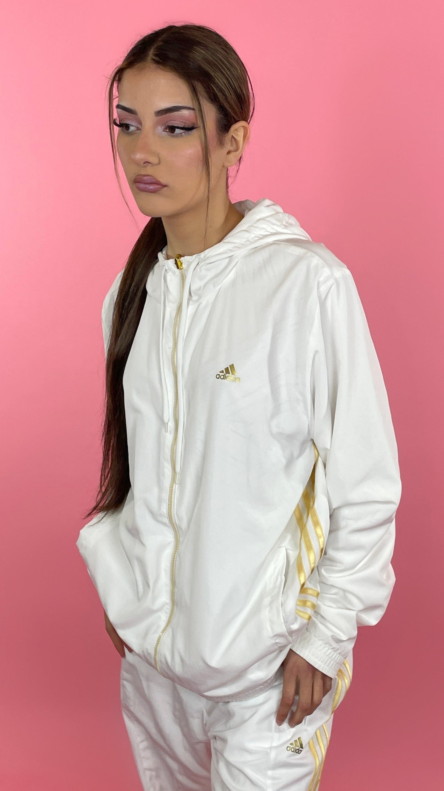 Ensemble vintage Adidas blanc et doré