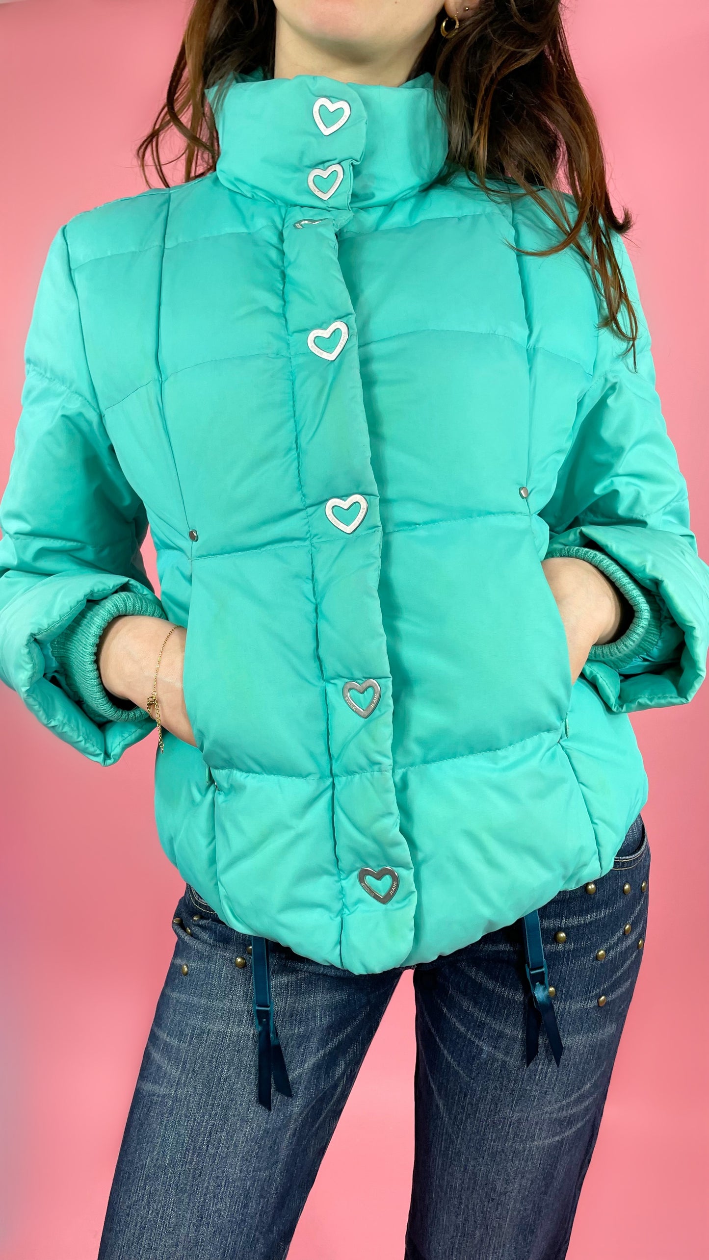 Veste Moschino détail bouton coeur