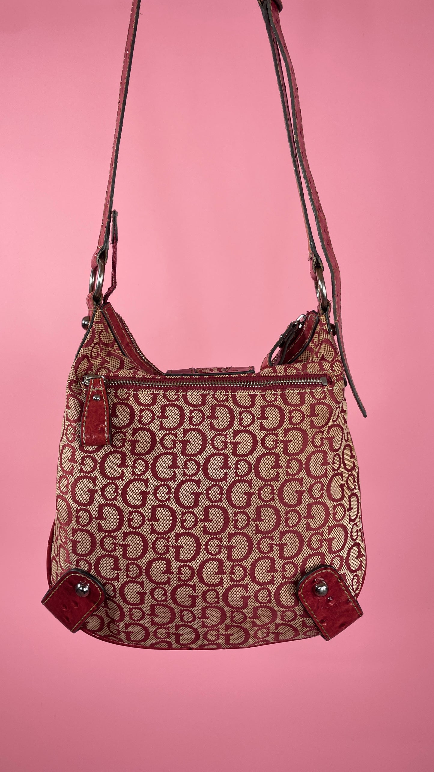Sac Guess long rouge et beige