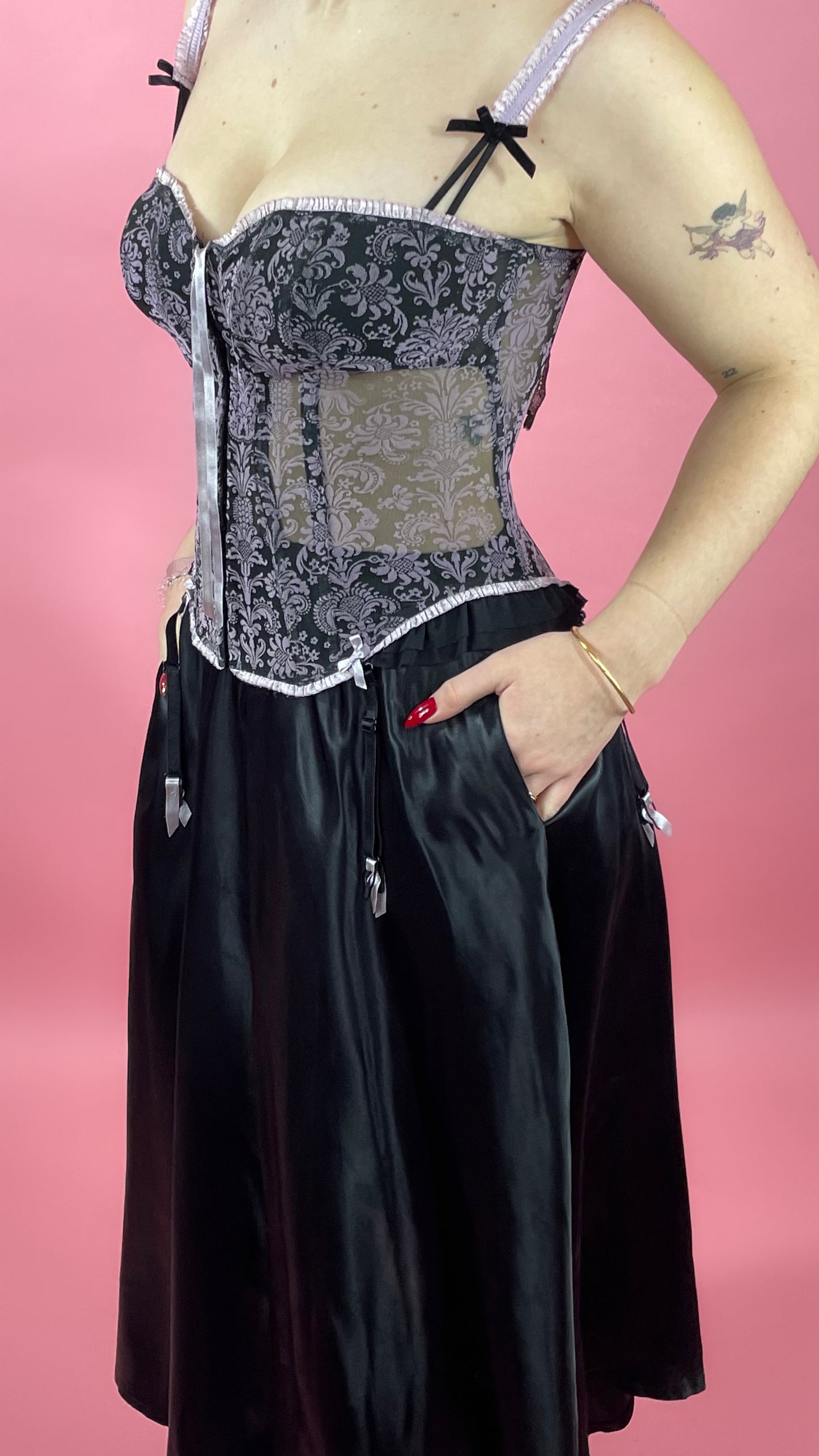 Corset rose et noir