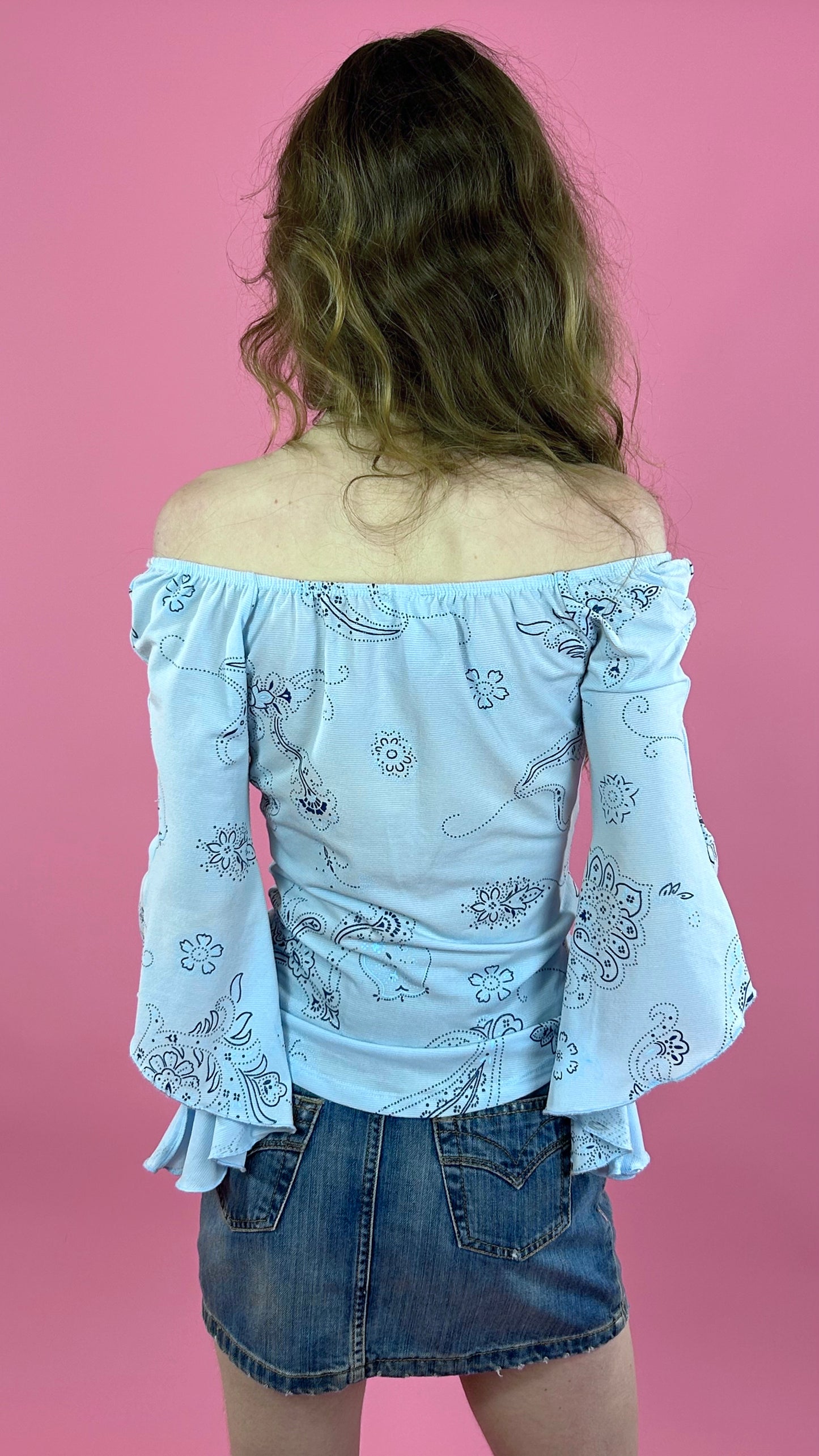 Blouse bleu à motif y2k