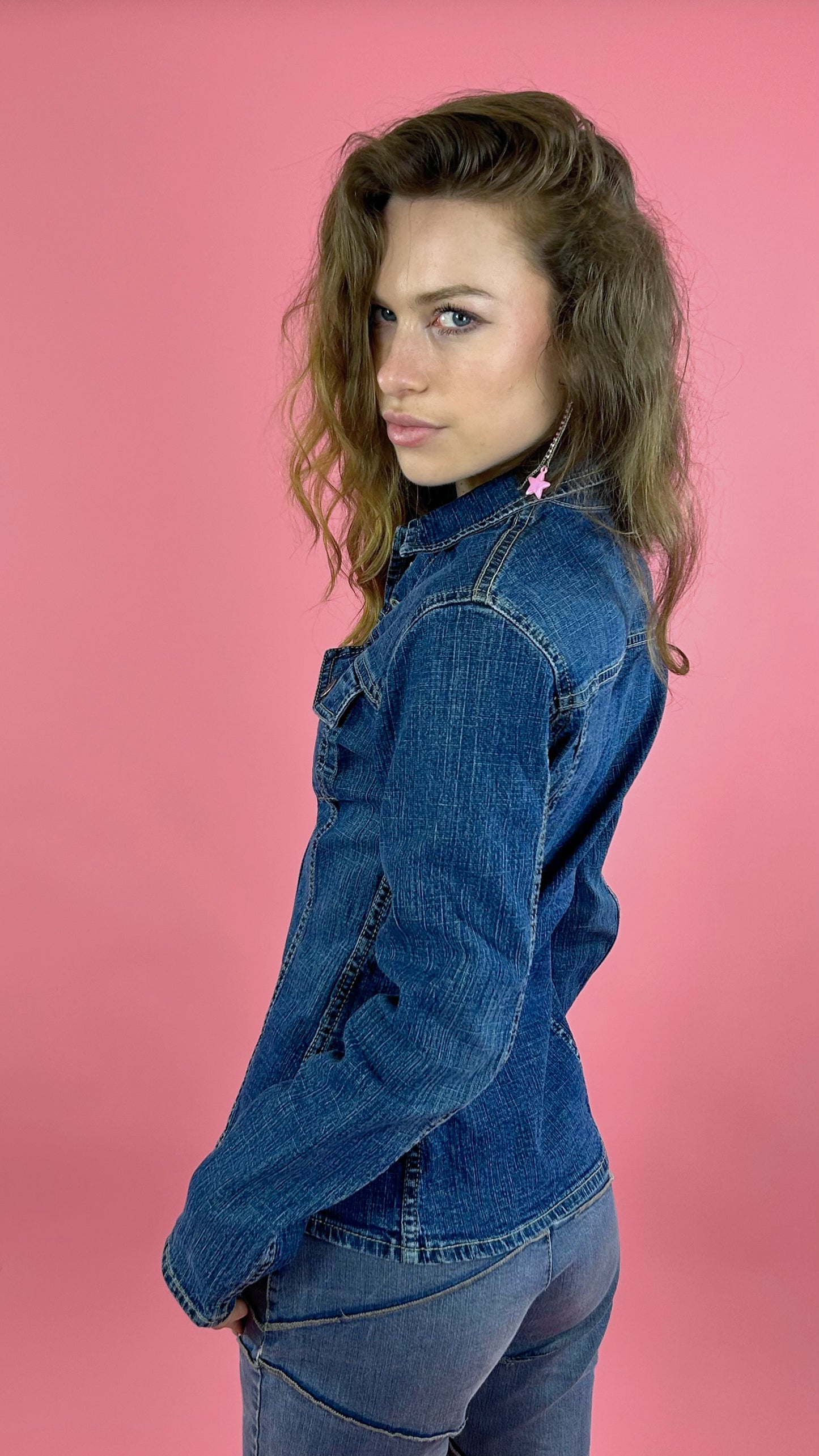 Veste en jean y2k cintrée avec boutons