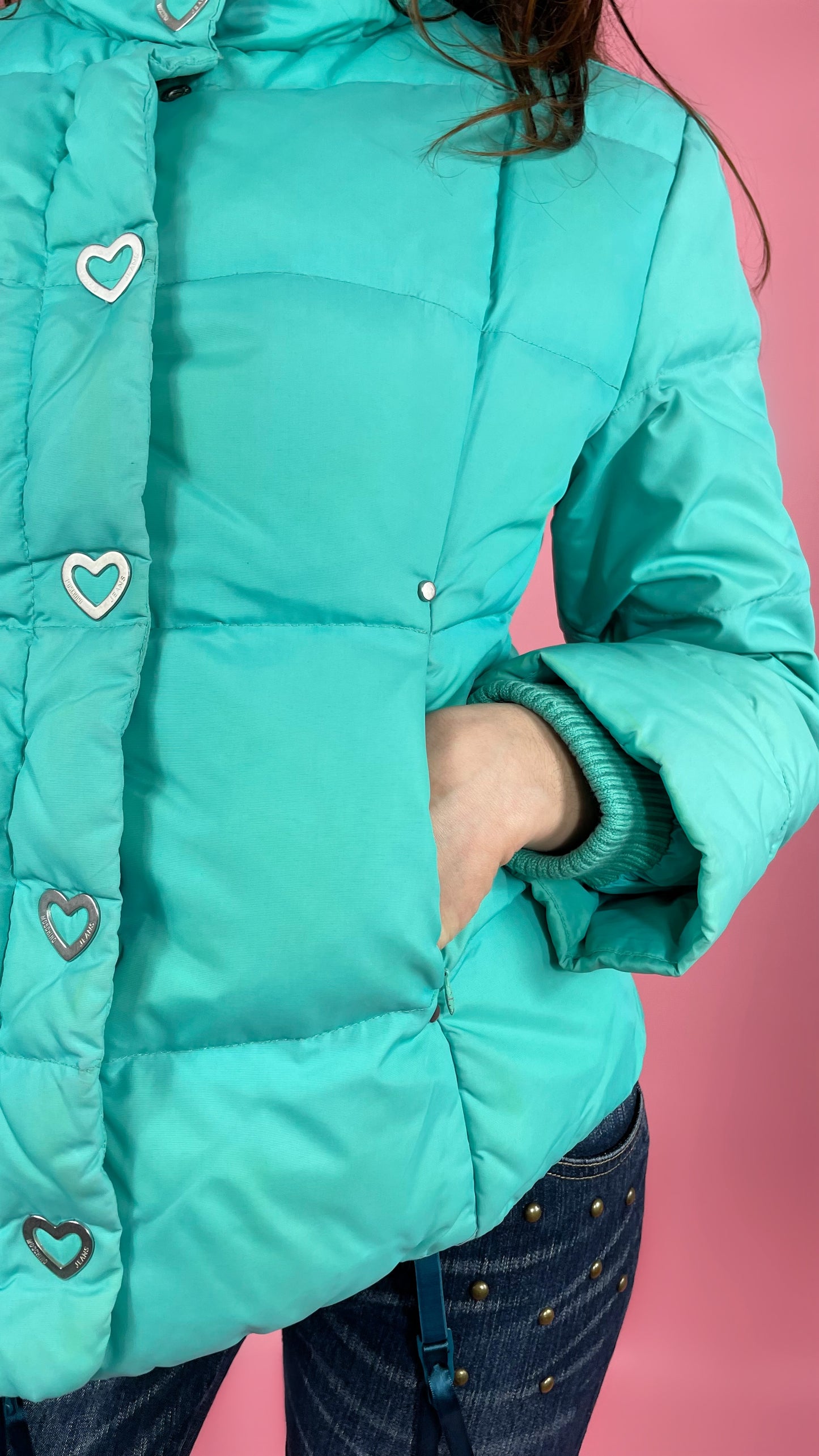 Veste Moschino détail bouton coeur