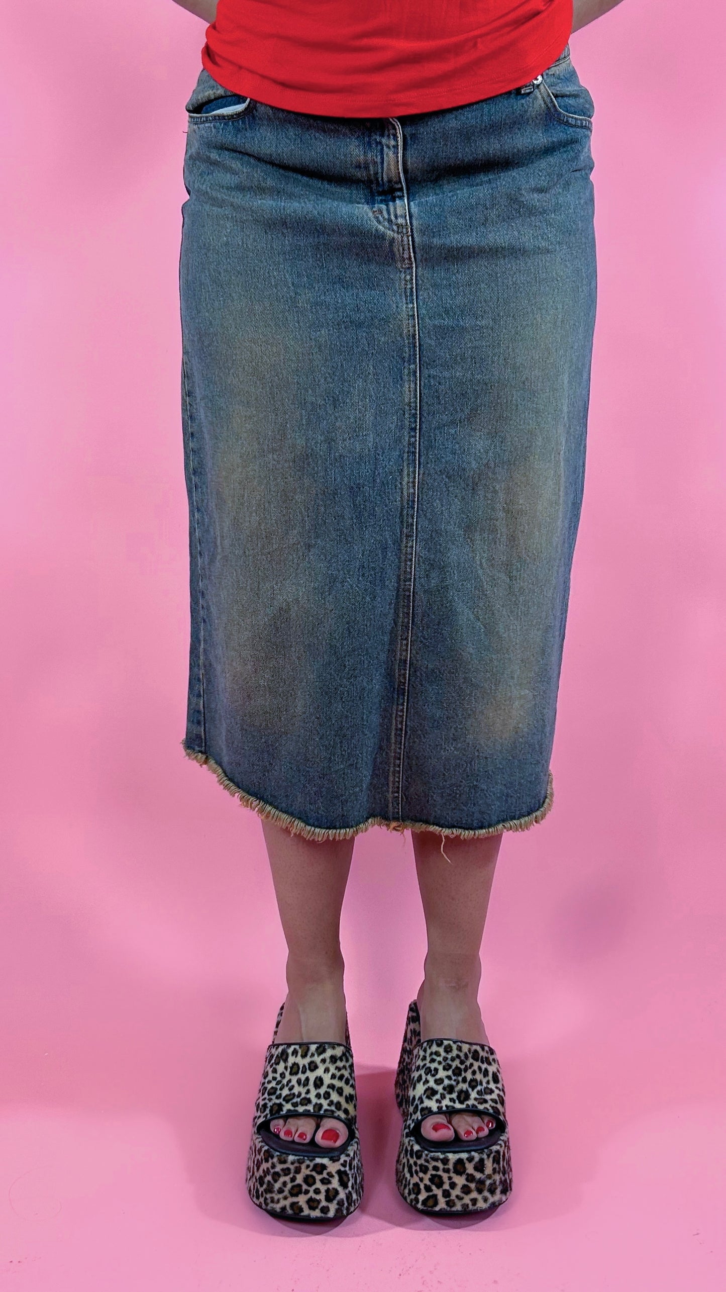 Jupe mi-longue en jean