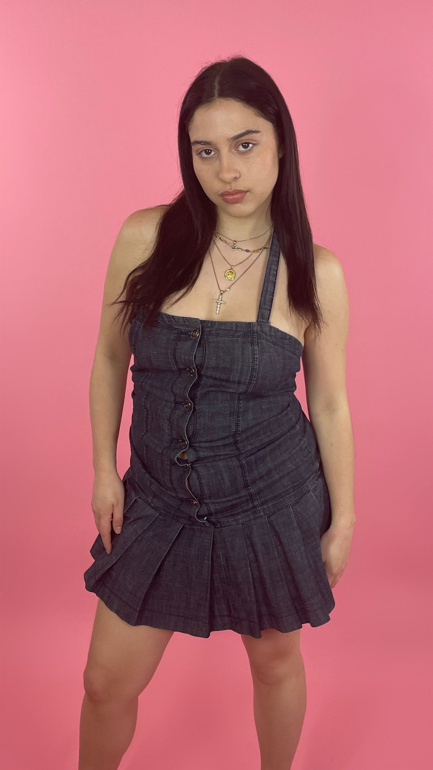 Robe effet jean avec volants