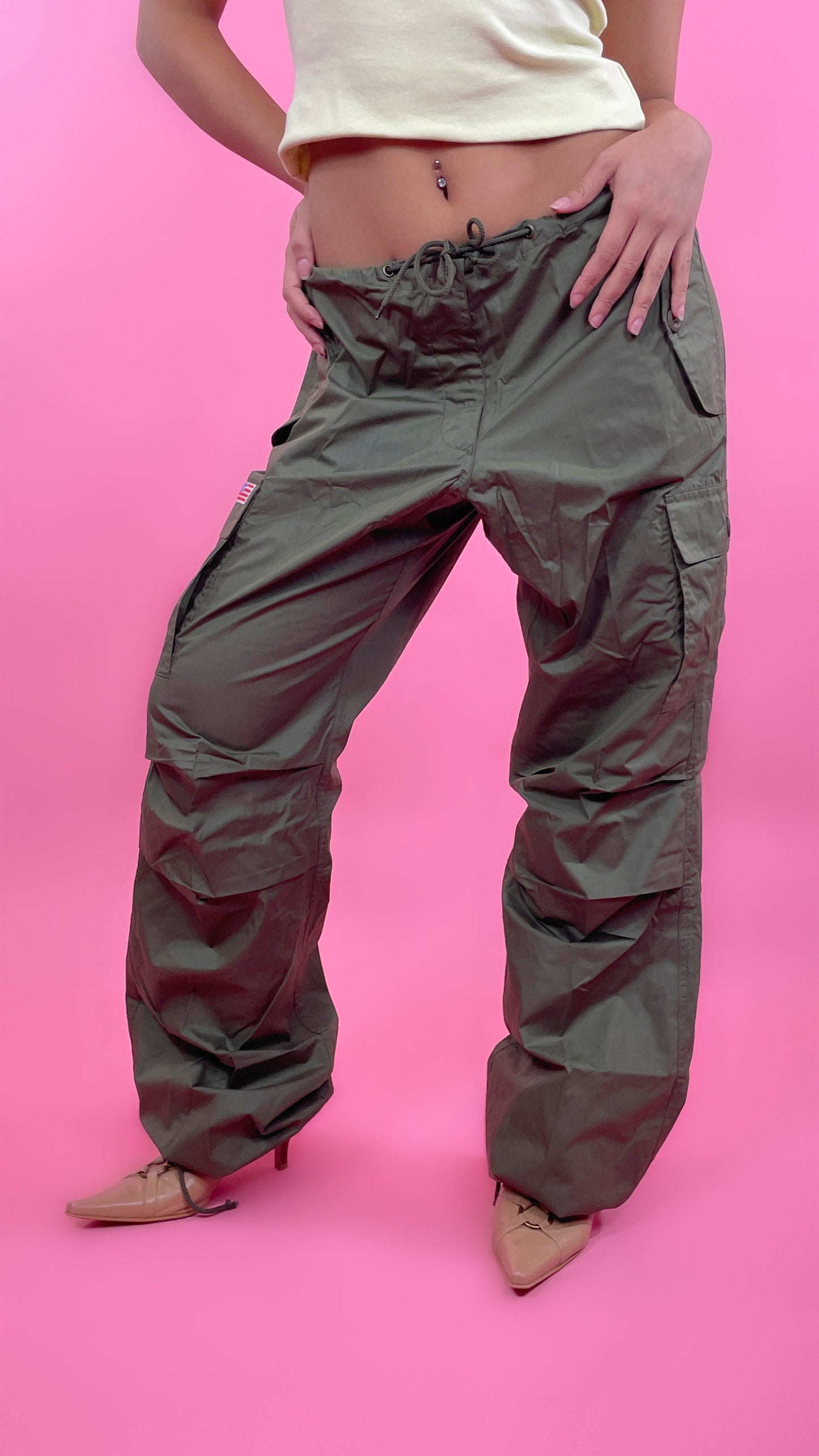 Pantalon parachute kaki