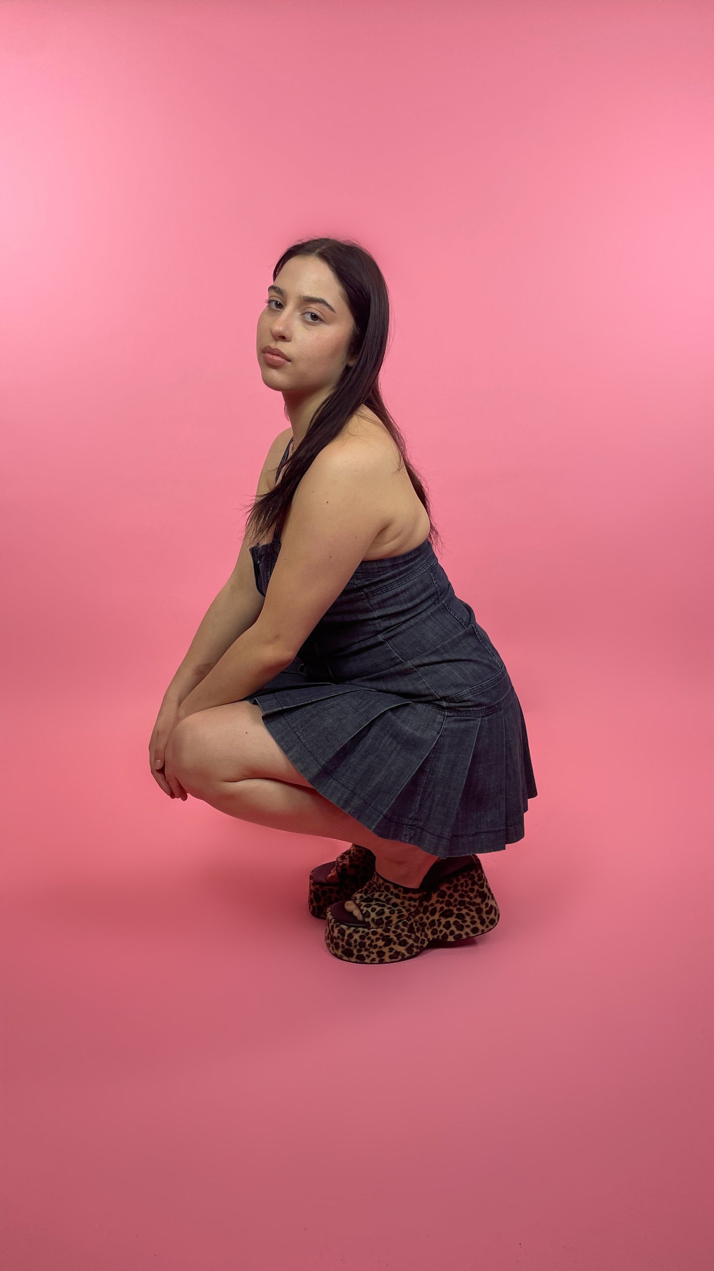 Robe effet jean avec volants
