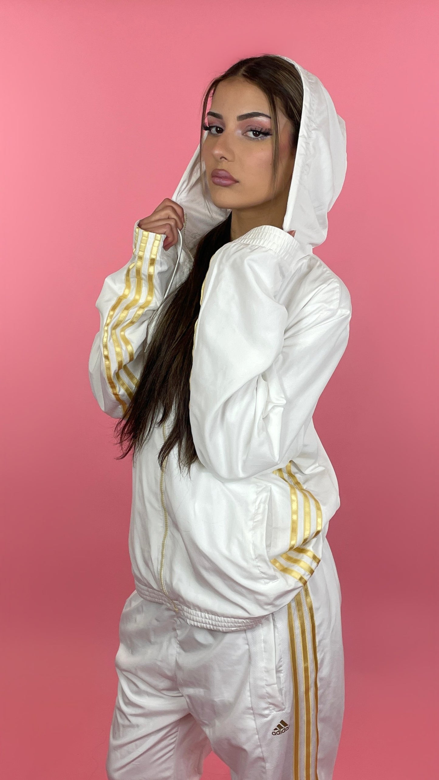 Ensemble vintage Adidas blanc et doré