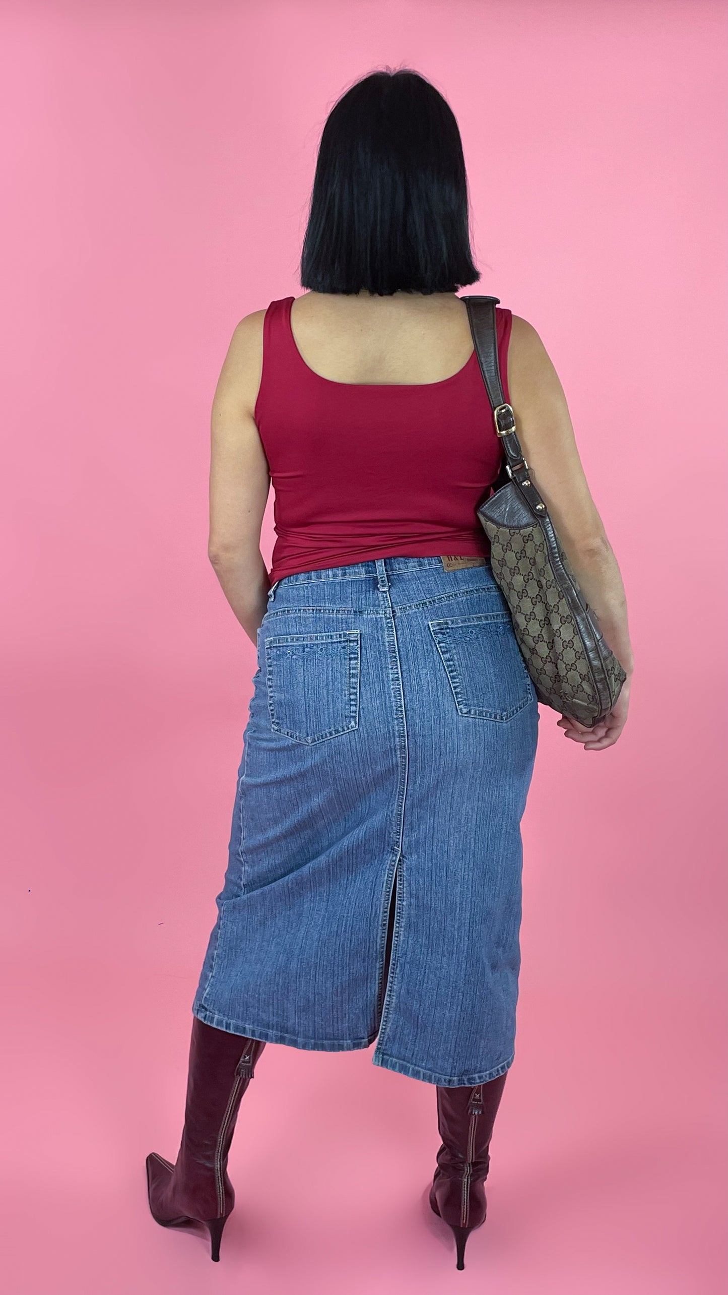 Jupe mi-longue jean