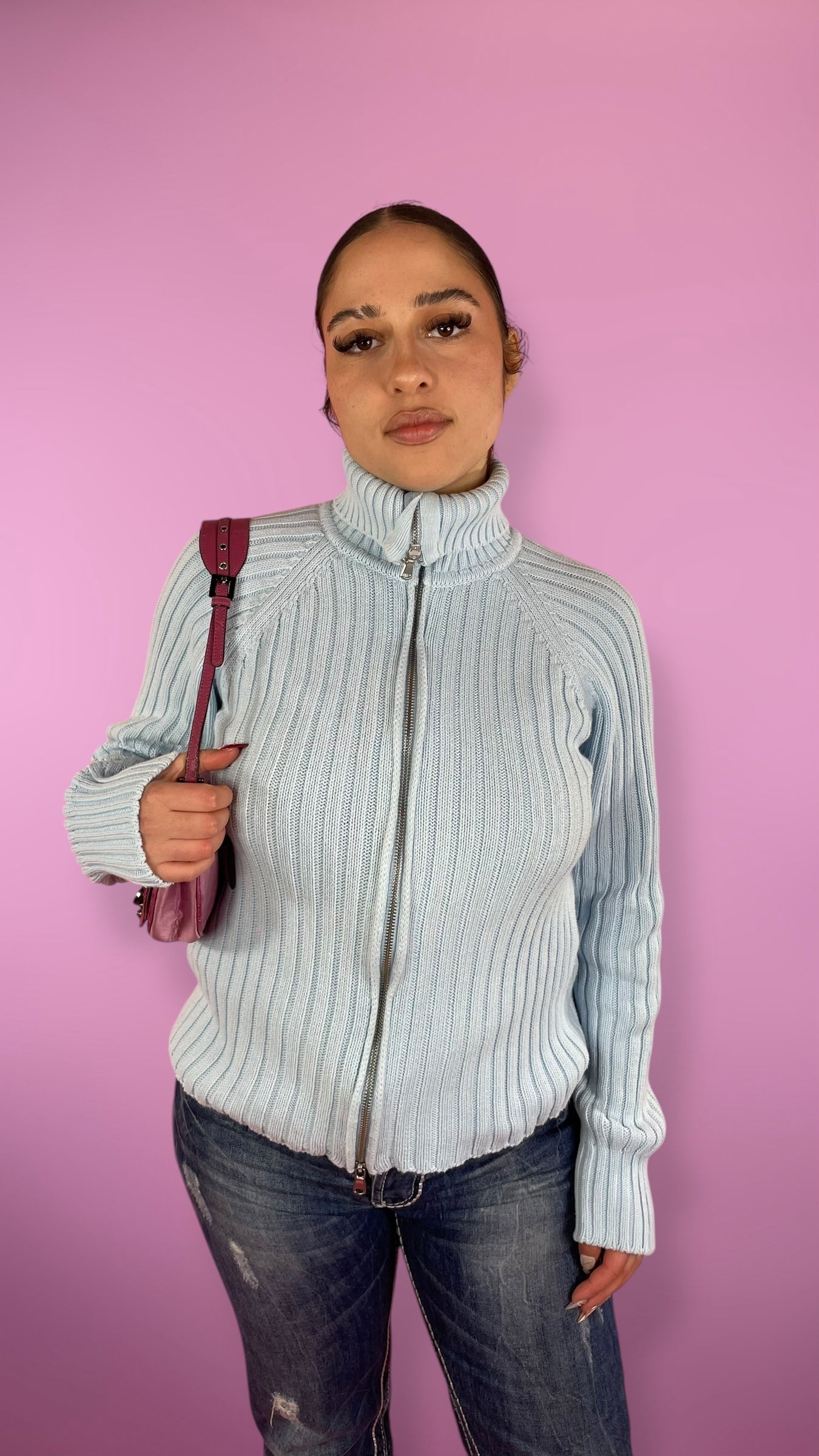 Pull zip côtelé