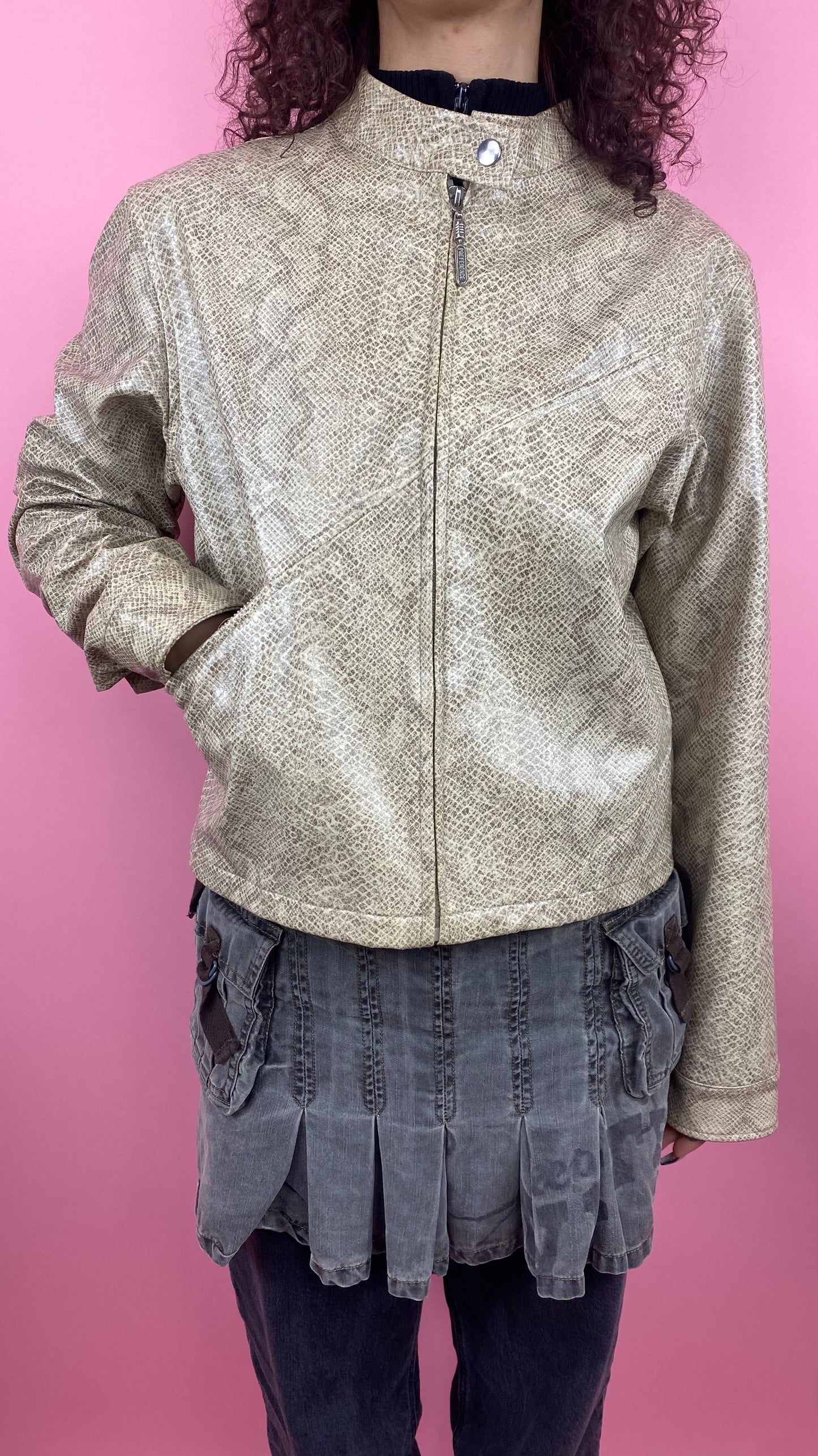 Veste biker effet croco
