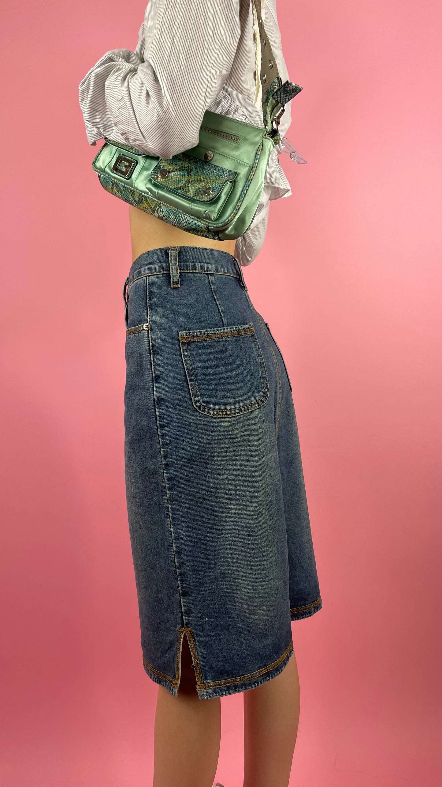 Jupe en jean mi longue
