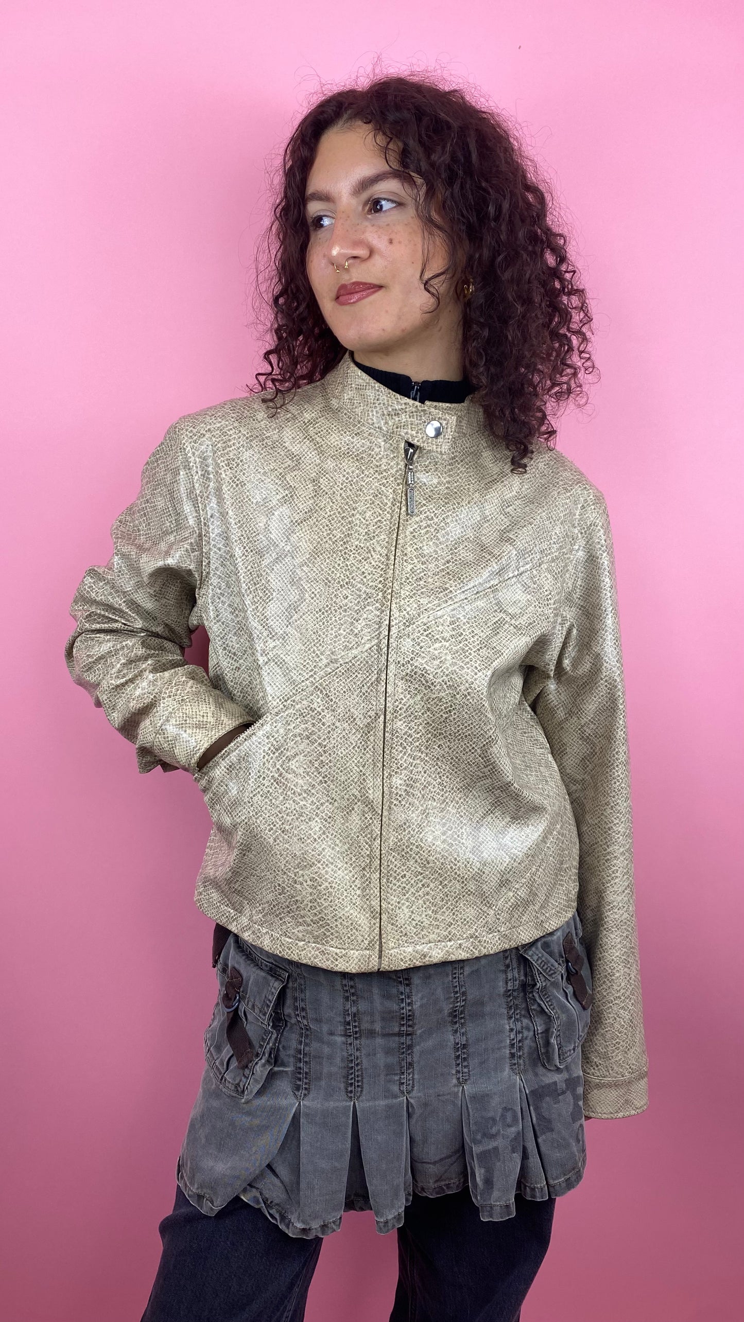 Veste biker effet croco