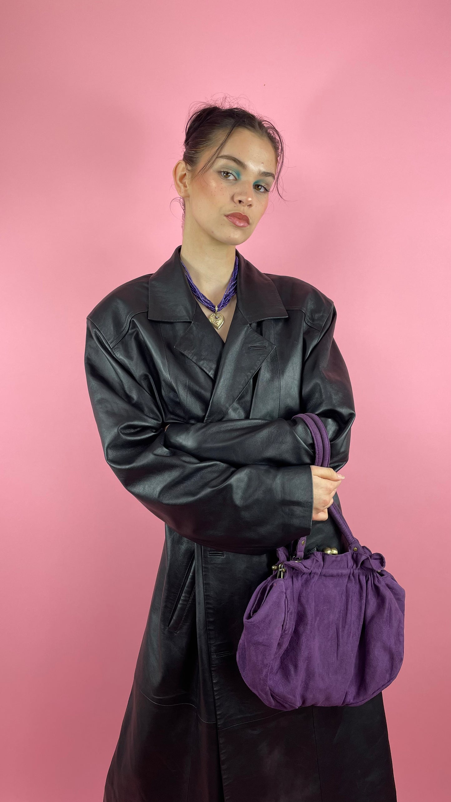 Trench en cuir vintage long