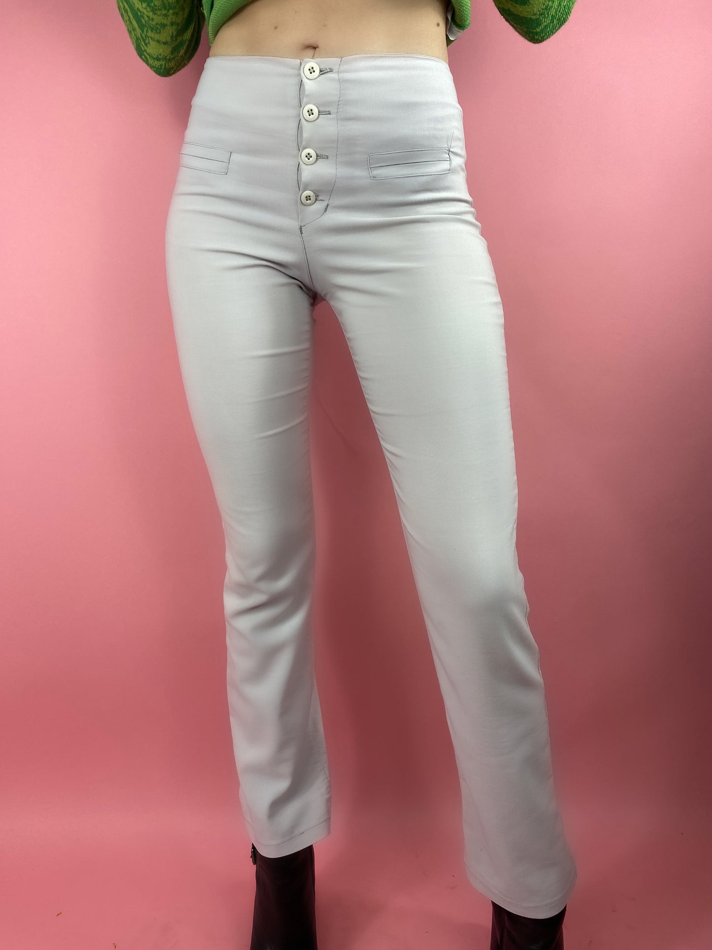 Pantalon taille haute à boutons
