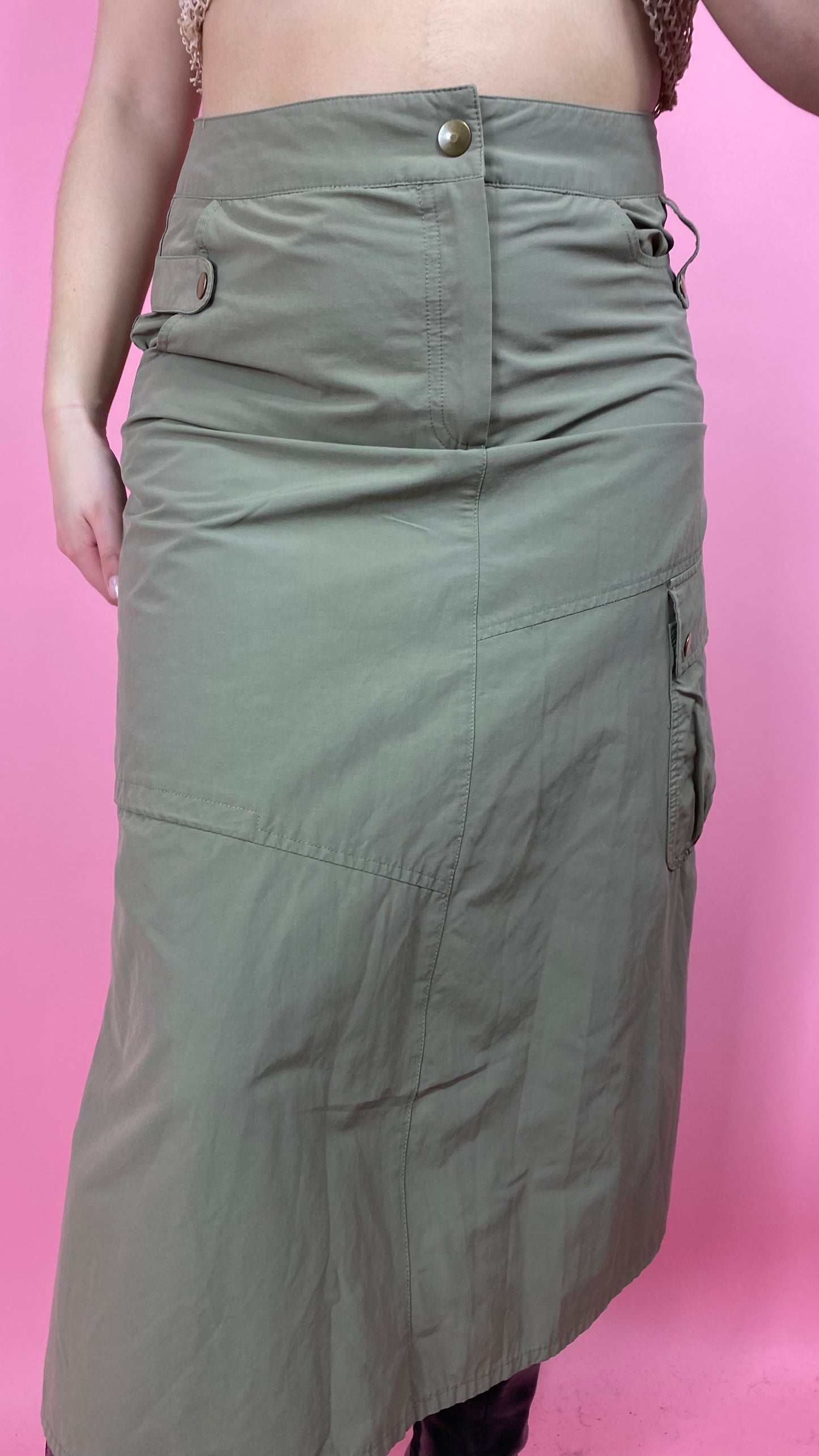 Jupe longue cargo kaki