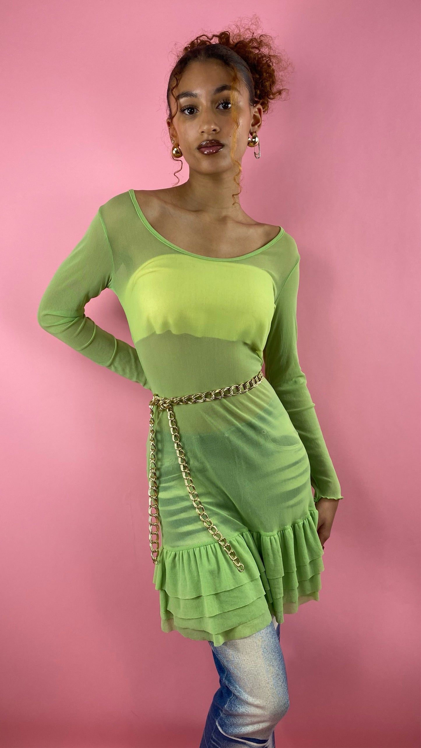 Robe en mesh verte