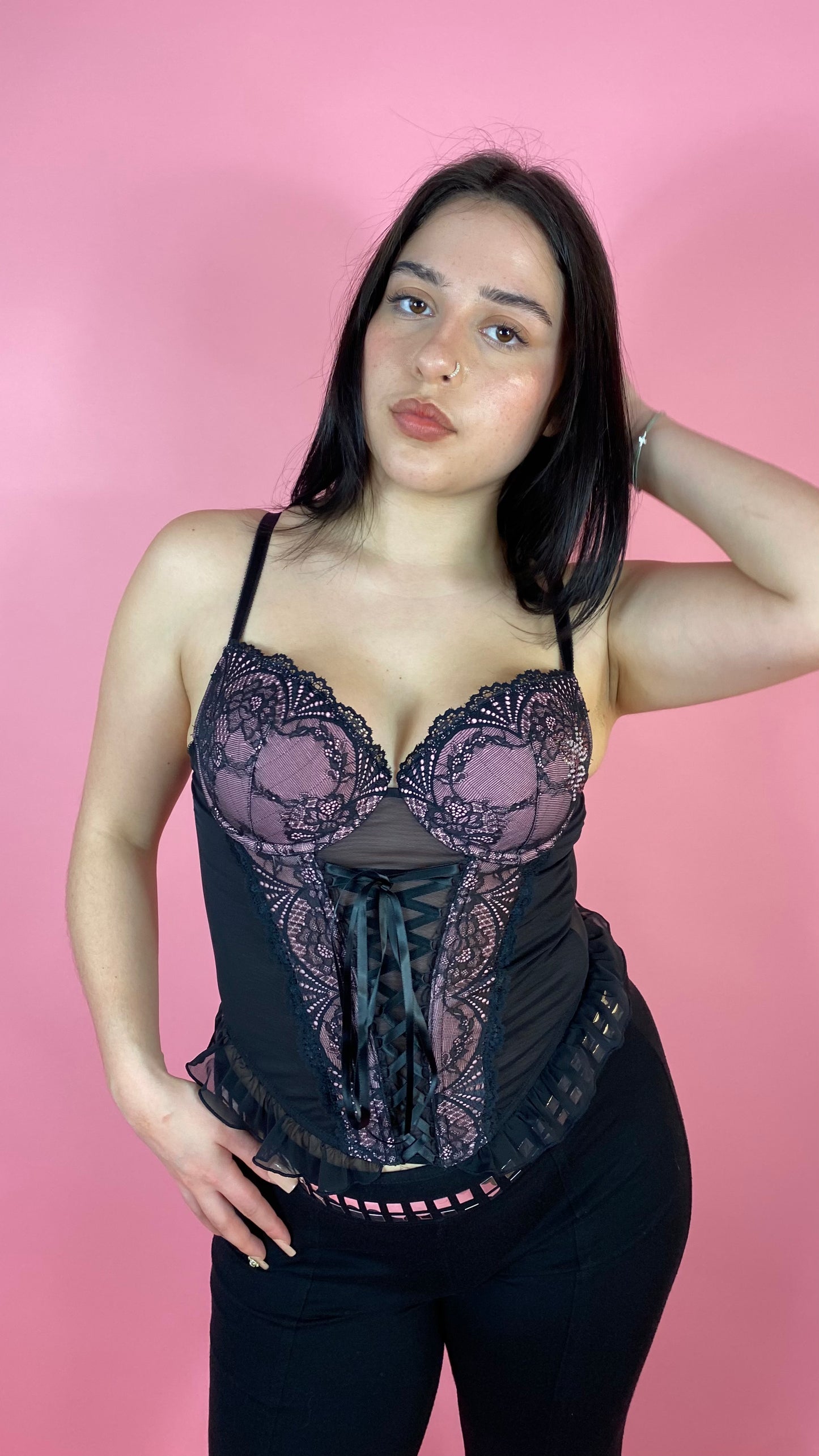 Corset rose/noir