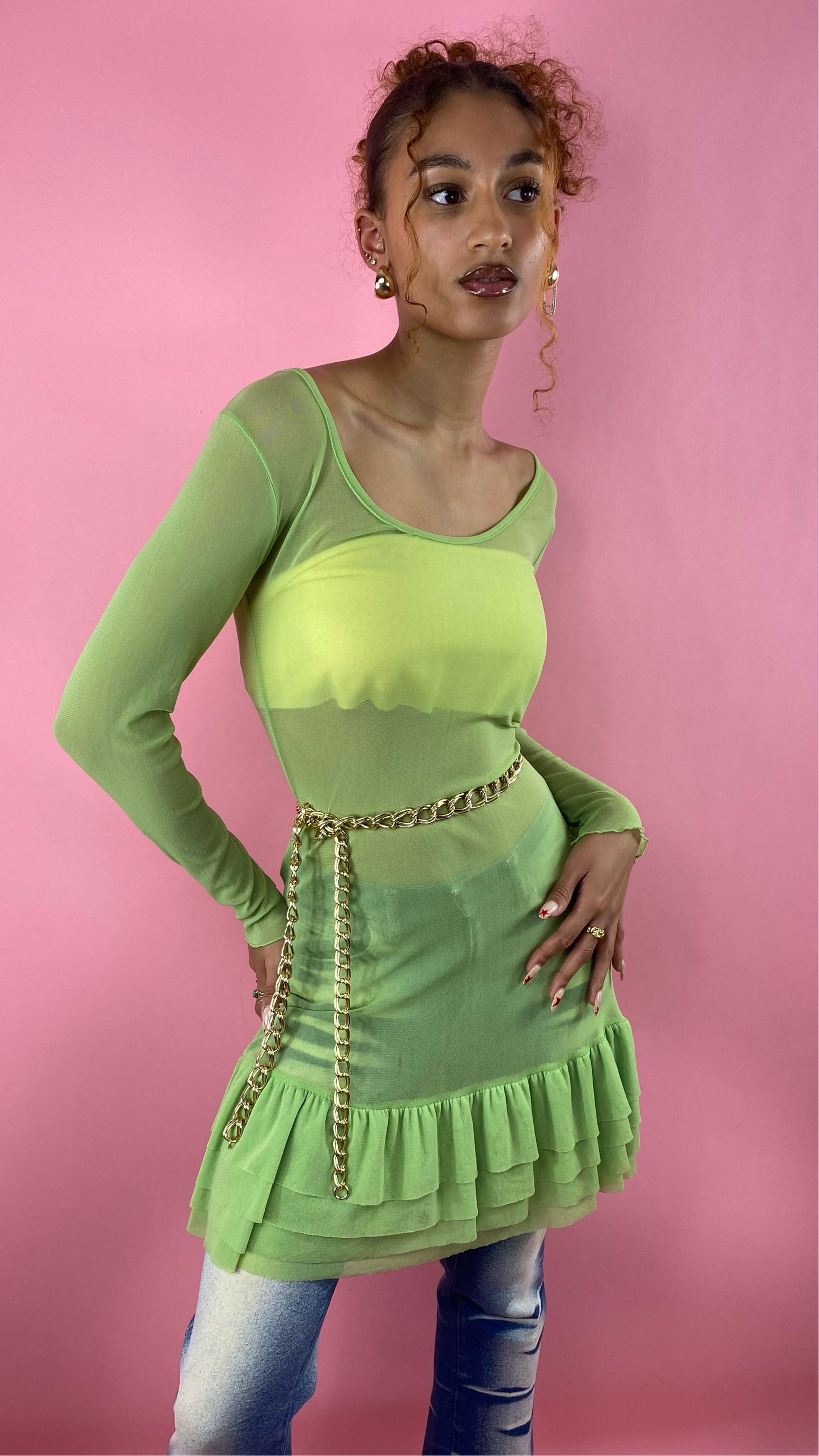 Robe en mesh verte