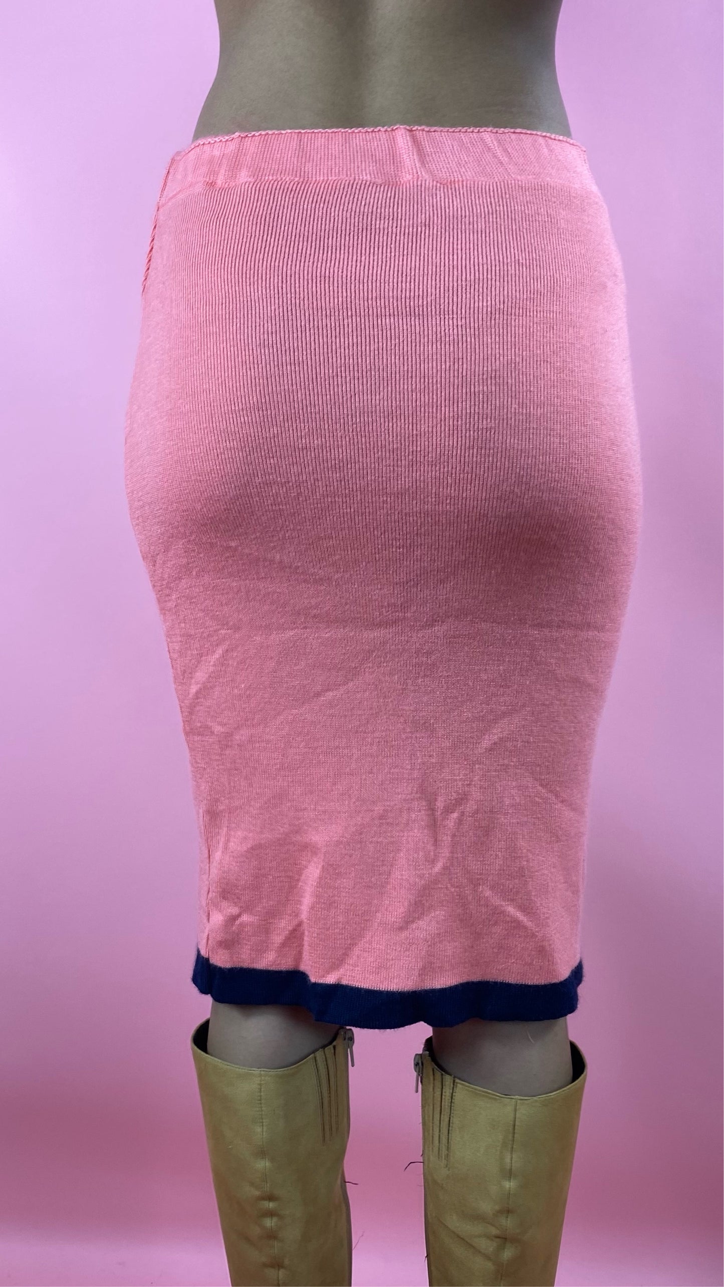 Jupe en maille rose saumon