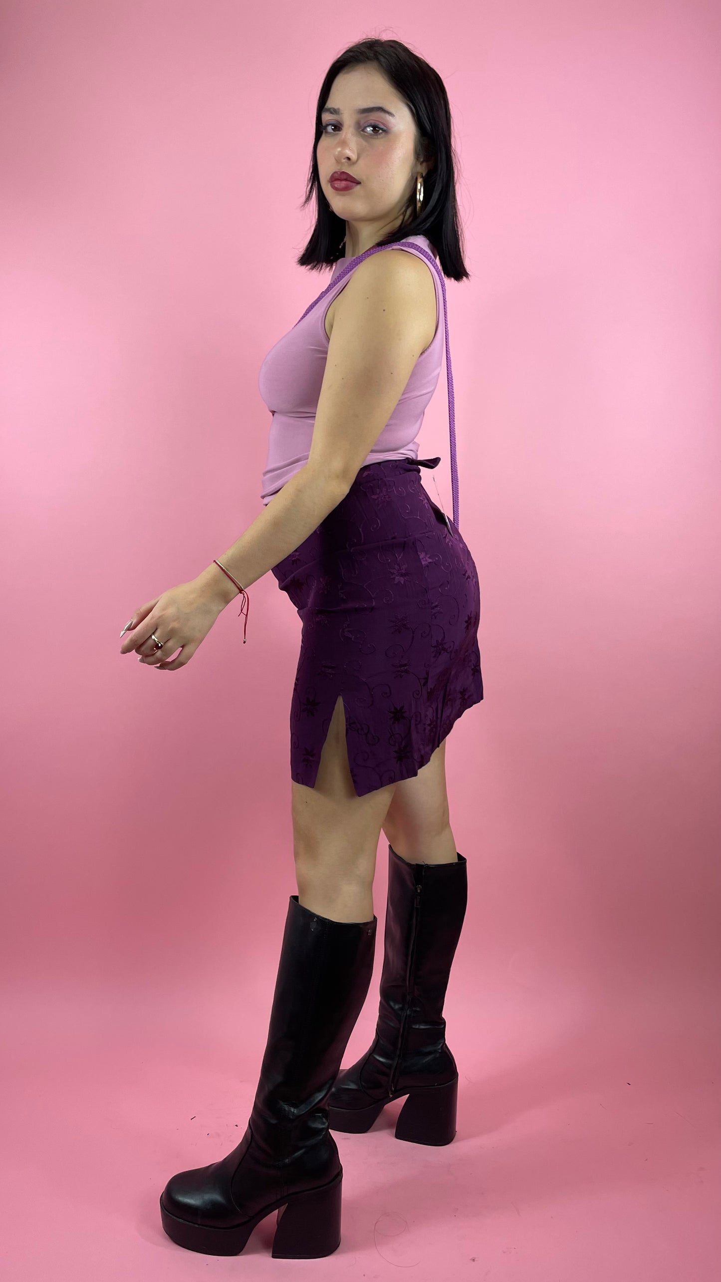 Top rose/violet col haut