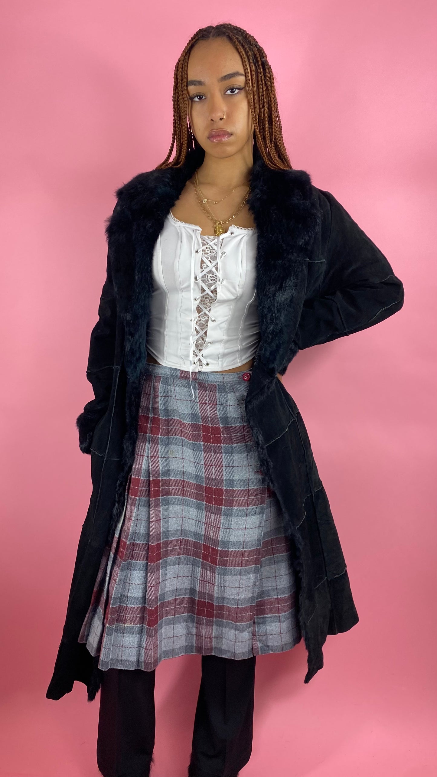 Afghan coat noir fourrure