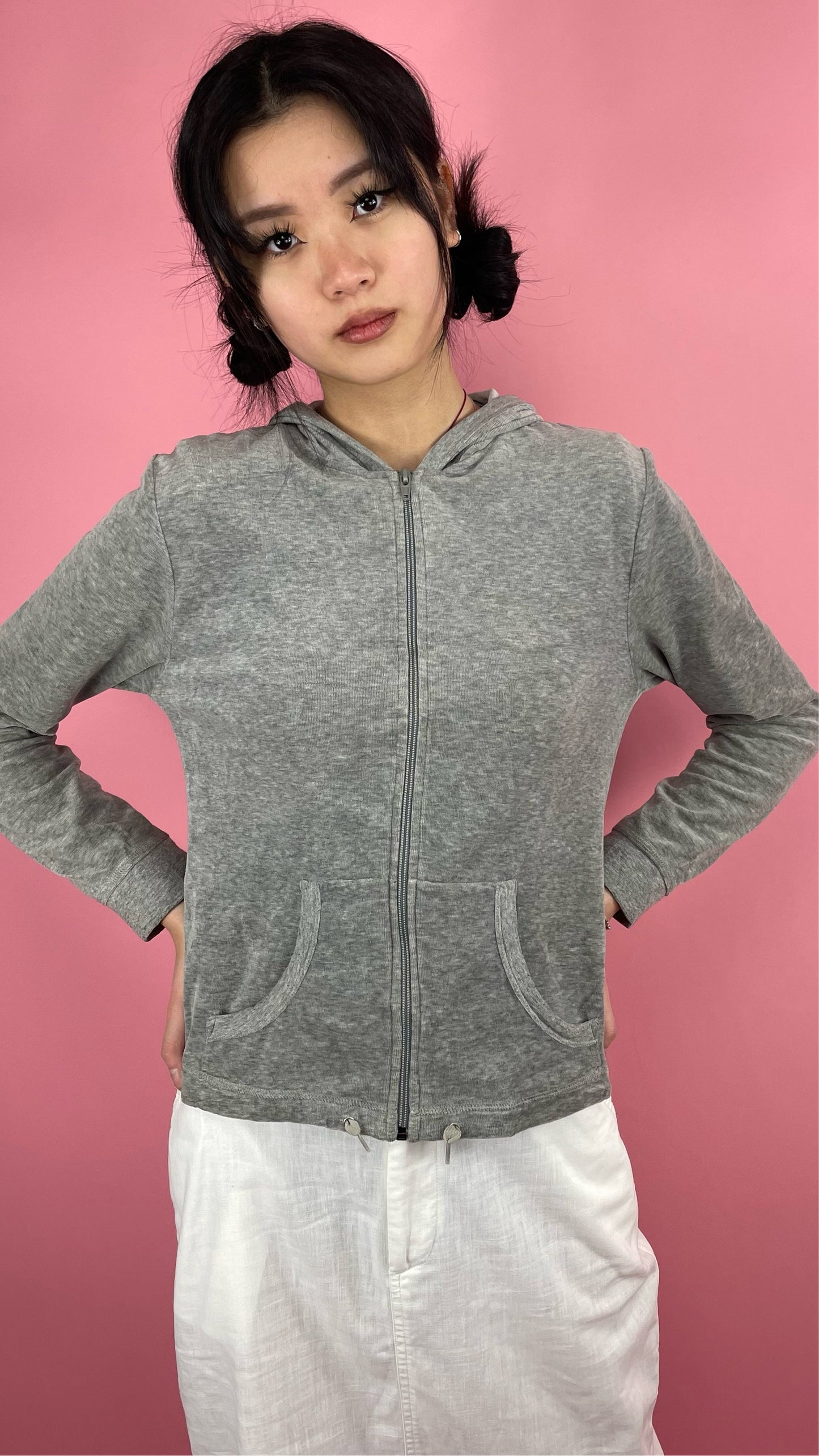 Sweat gris en velours année 2000