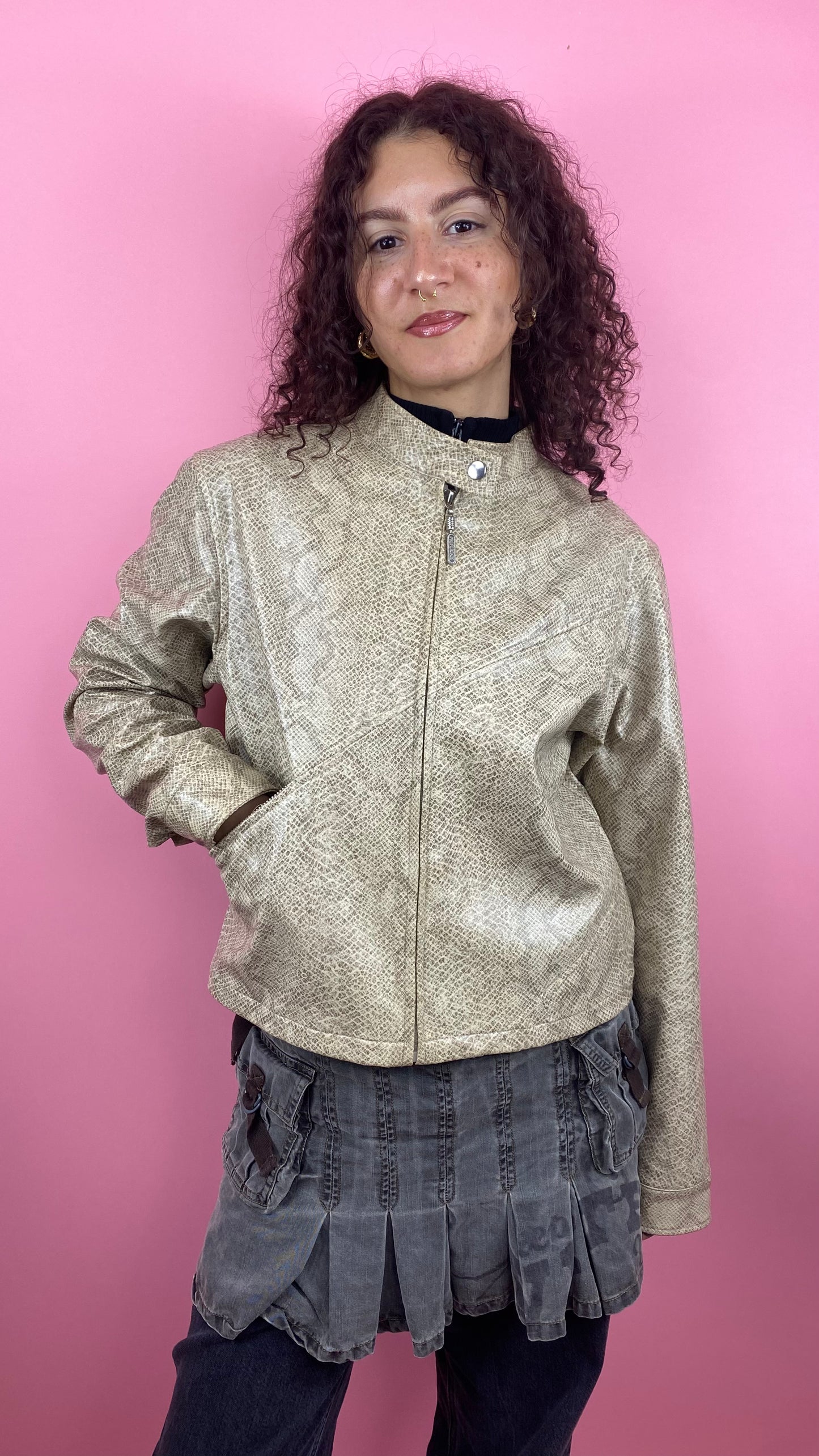 Veste biker effet croco
