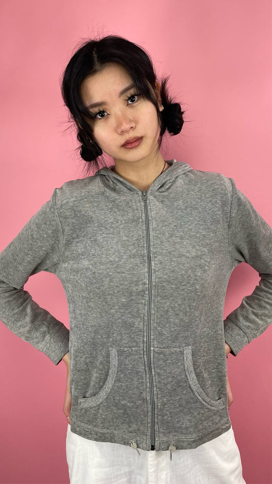 Sweat gris en velours année 2000
