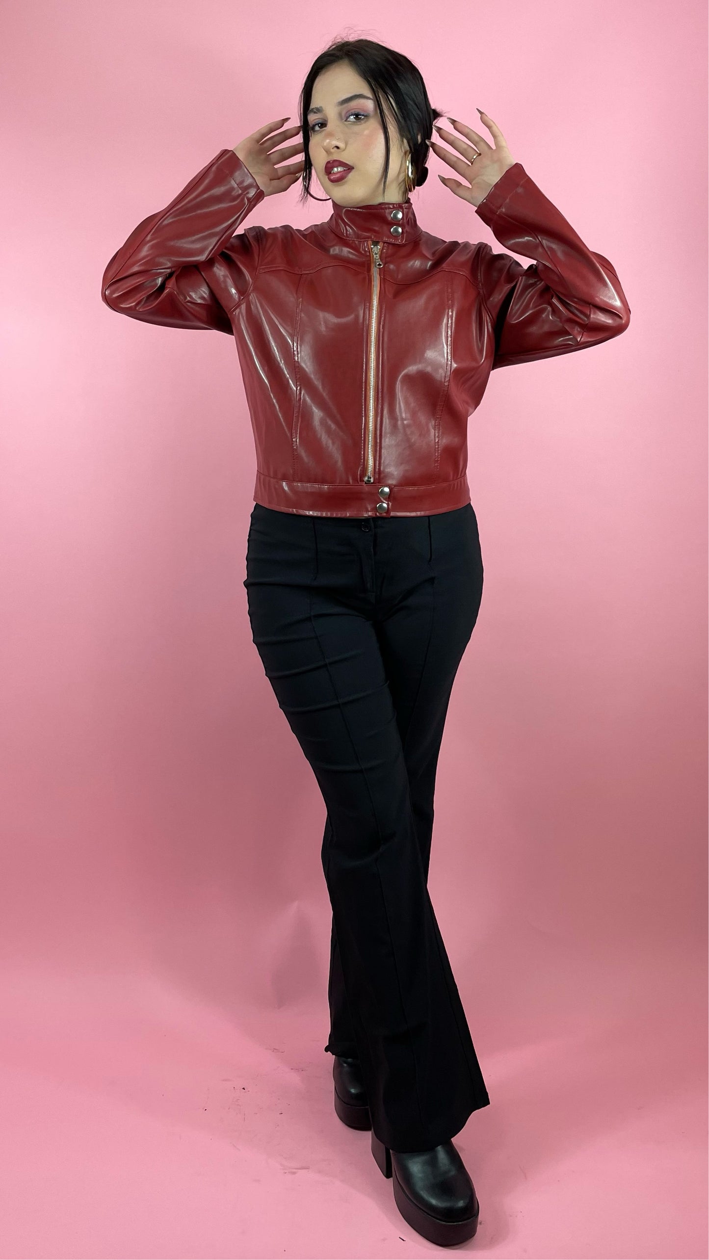 Veste biker rouge