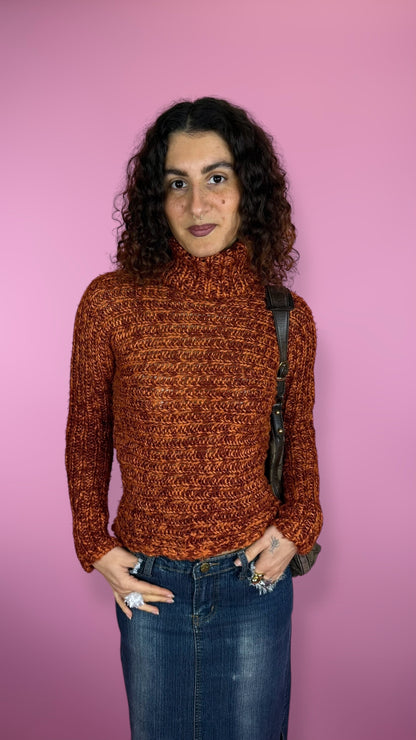 Pull tricoté orange