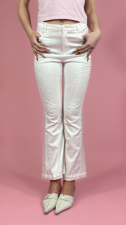 Pantalon blanc effet crocodile