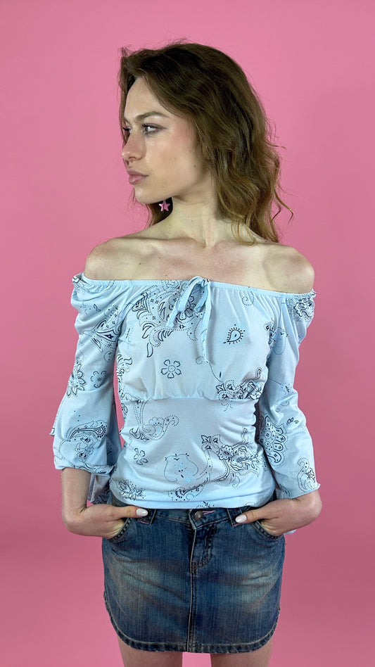 Blouse bleu à motif y2k