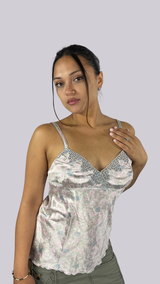 Top satiné floral