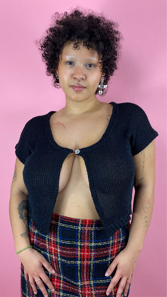 Top ouvert en maille noir