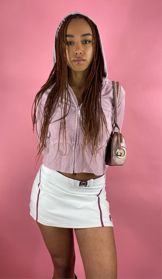Sweat zippé en velours rose