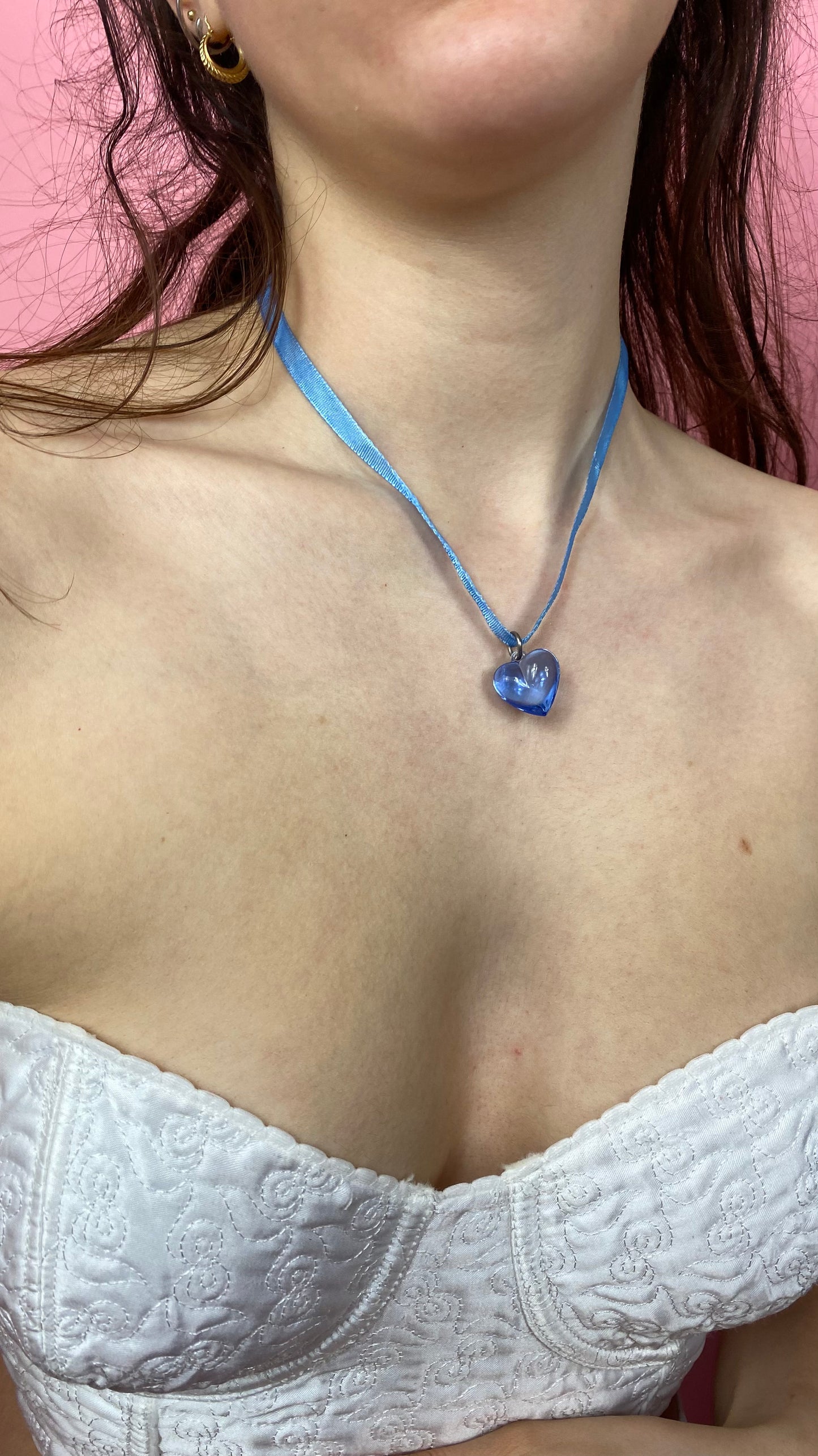 Collier cœur bleu