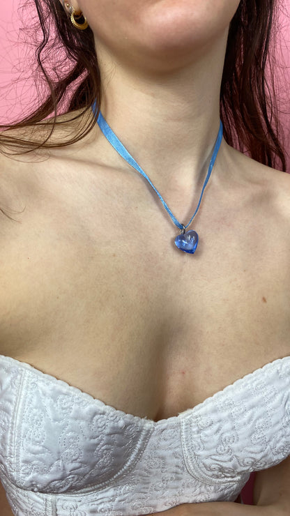 Collier cœur bleu